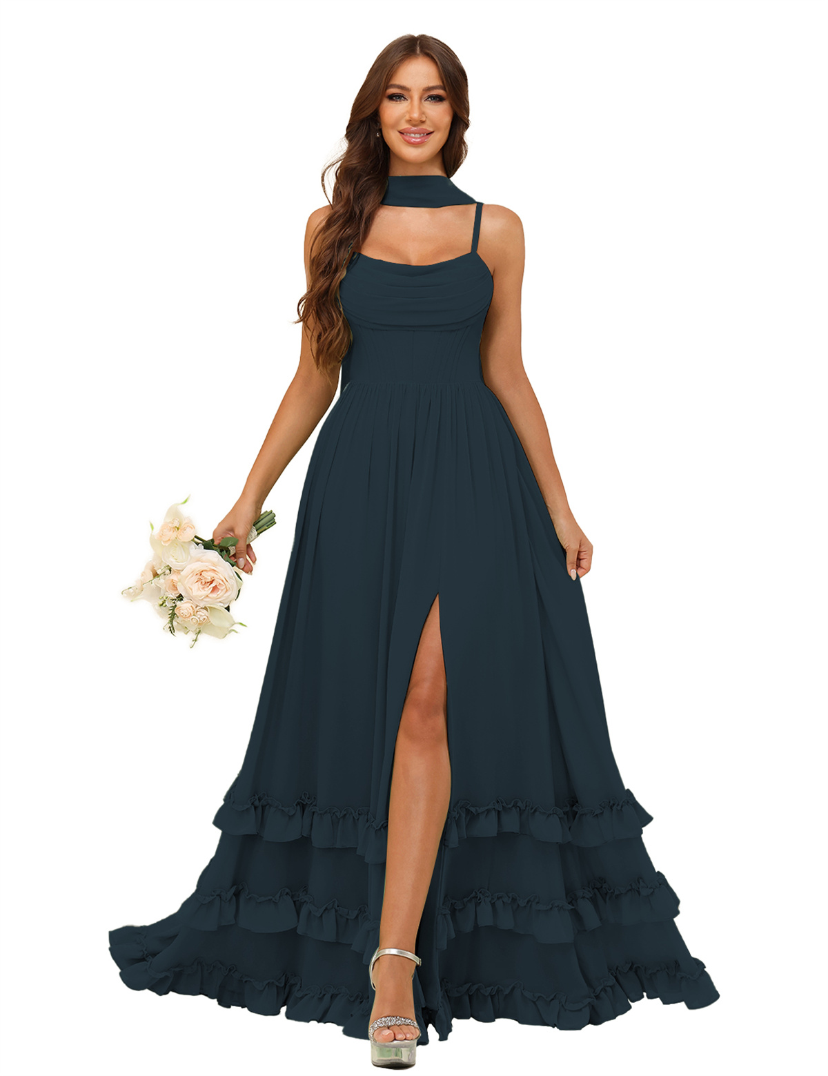 A-line Strapless Chiffon Ruffles Bridesmaid Dress #BM2507130