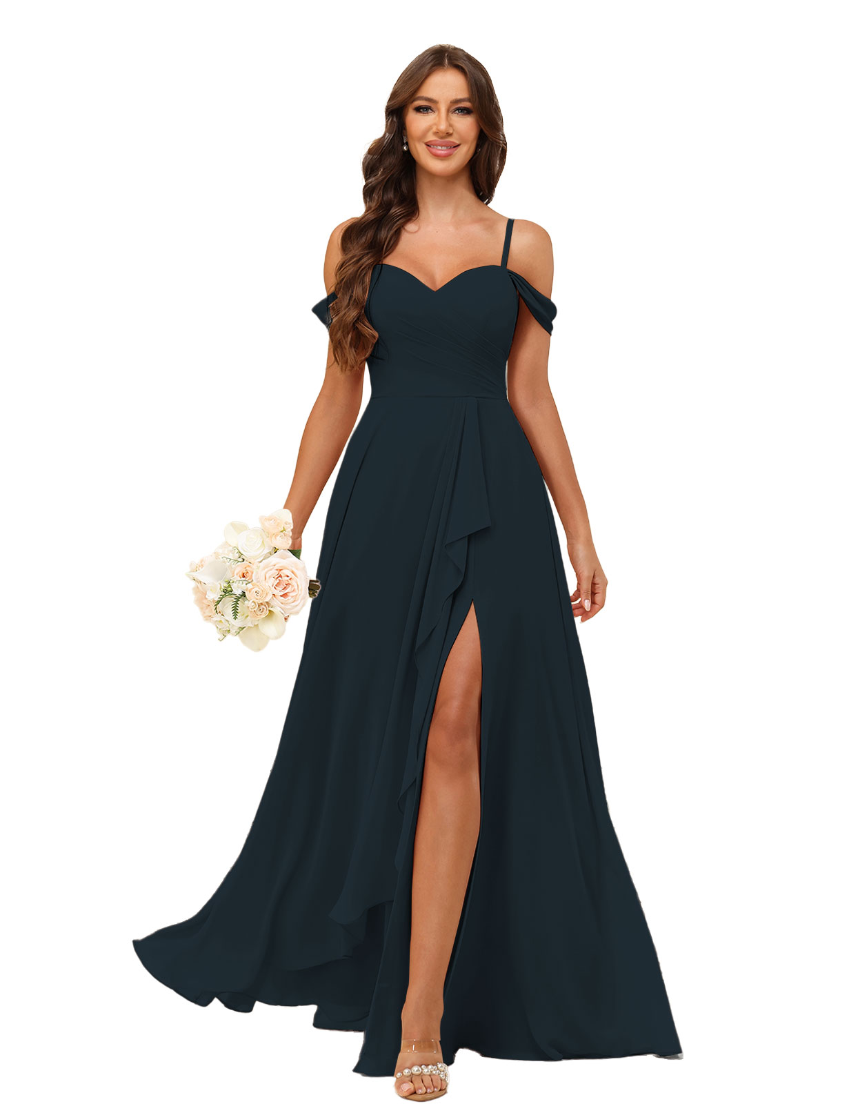 A-line Sweetheart Chiffon Silt Lace Up Bridesmaid Dress #BM2507137