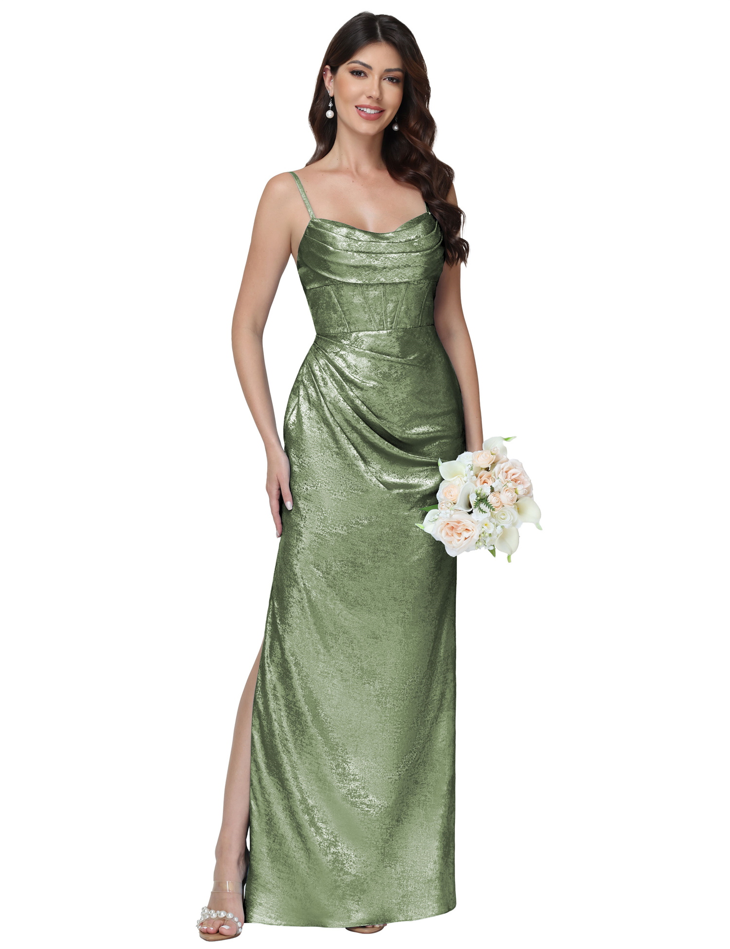 Mermaid Strapless Spaghetti Straps Silt Bridesmaid Dress #BM2512053