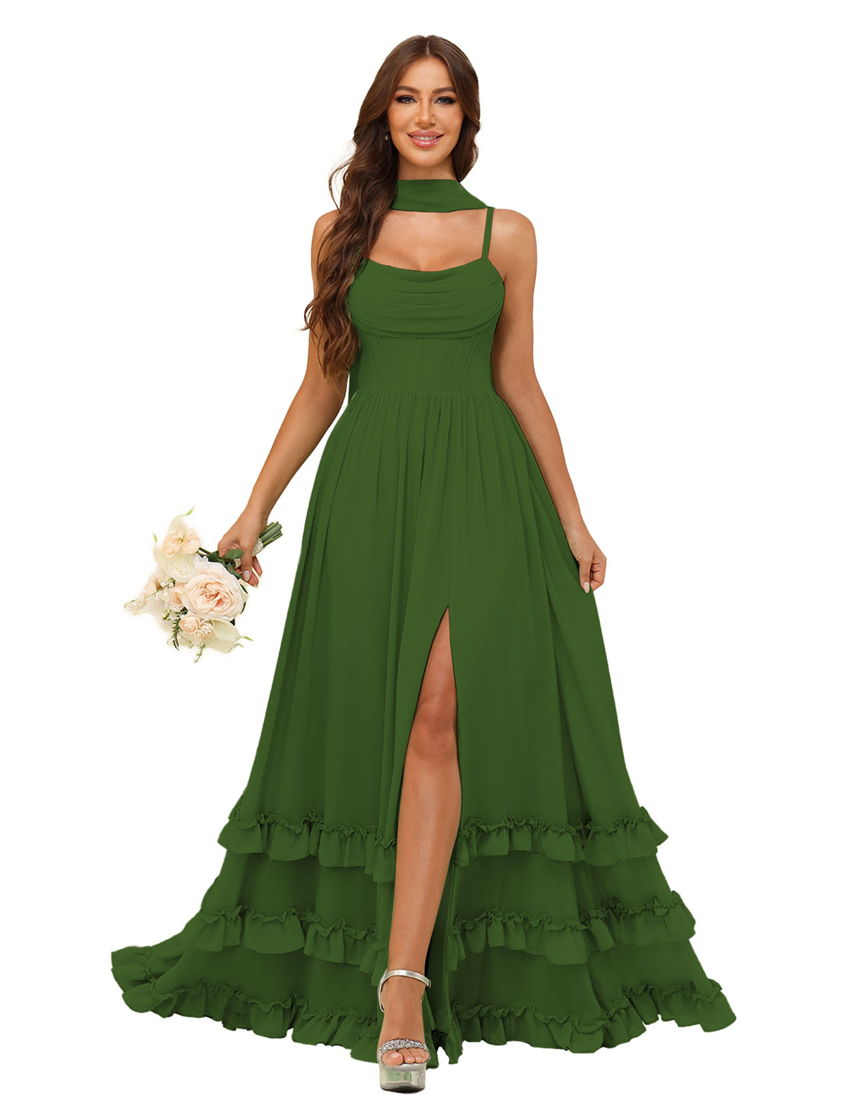 A-line Strapless Chiffon Ruffles Bridesmaid Dress #BM2507130