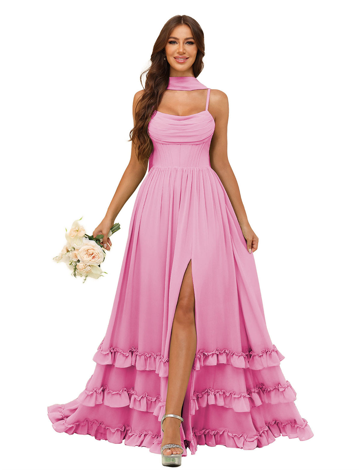 A-line Strapless Chiffon Ruffles Bridesmaid Dress #BM2507130