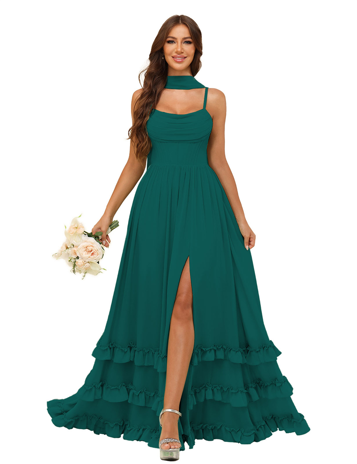 A-line Strapless Chiffon Ruffles Bridesmaid Dress #BM2507130