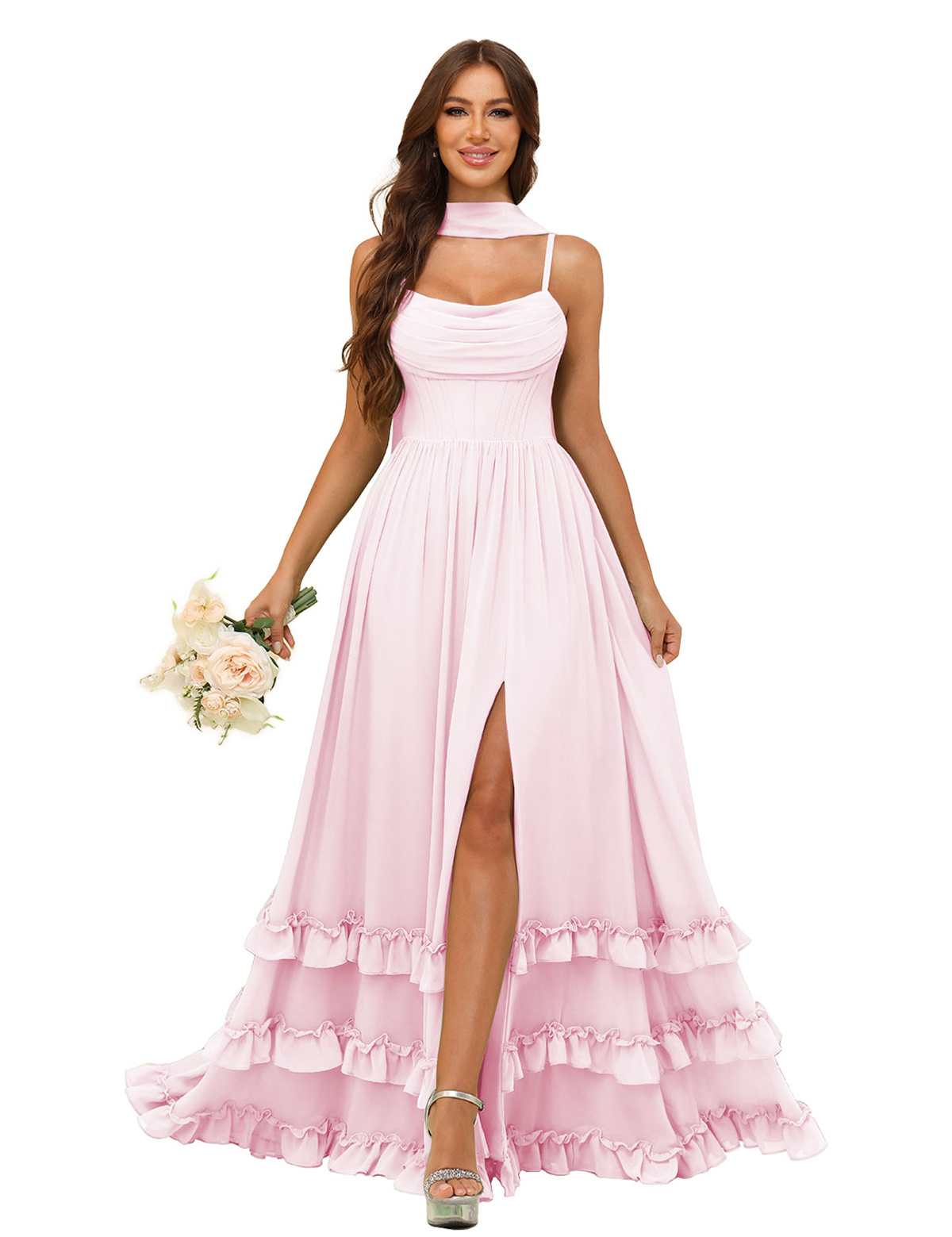 A-line Strapless Chiffon Ruffles Bridesmaid Dress #BM2507130