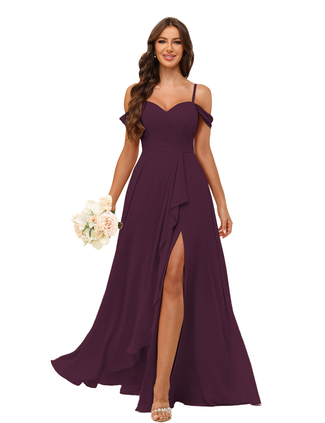 A-line Sweetheart Chiffon Silt Lace Up Bridesmaid Dress #BM2507137
