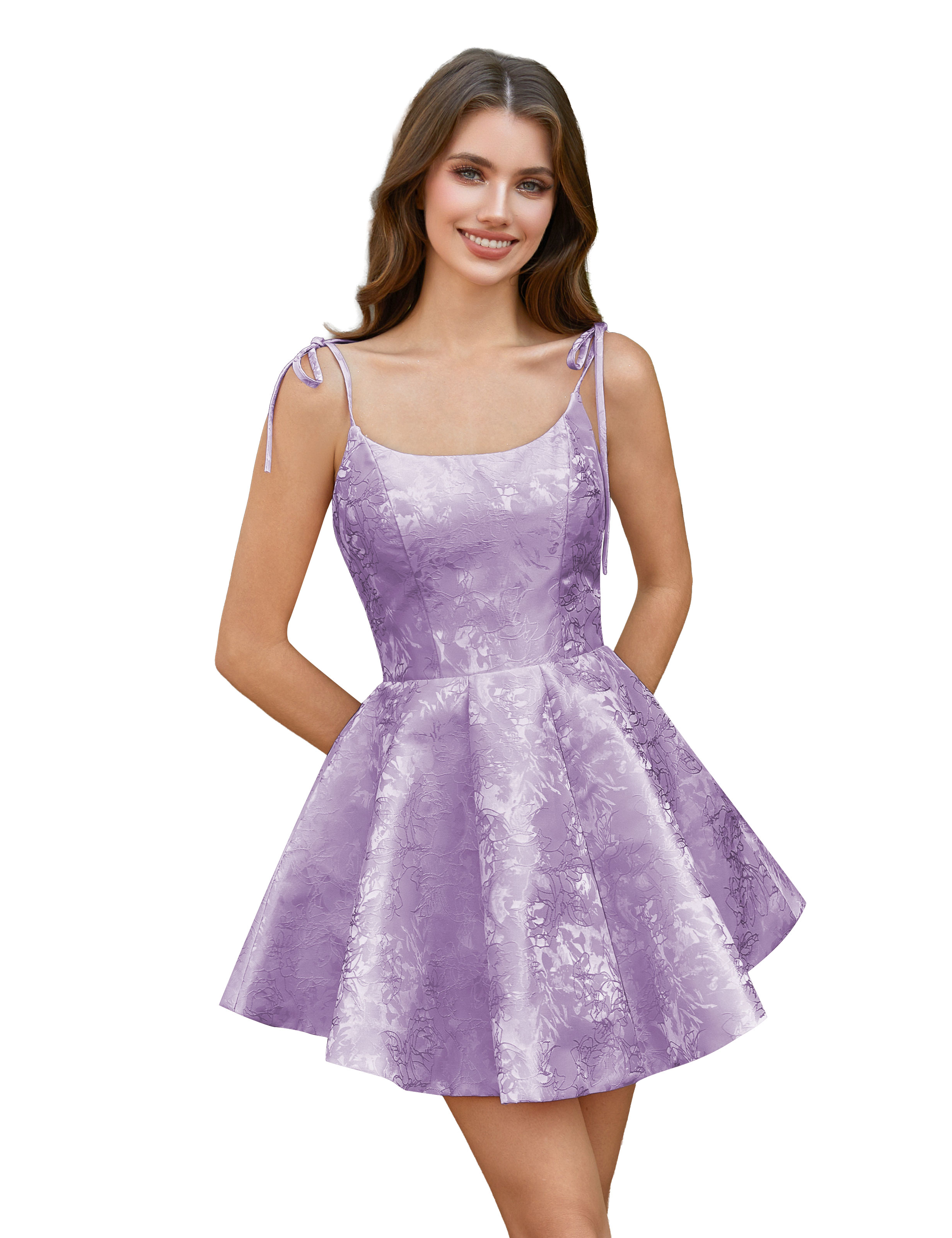  A-Line Spaghetti Straps Satin Homecoming Dress with Pockets #HC2402238