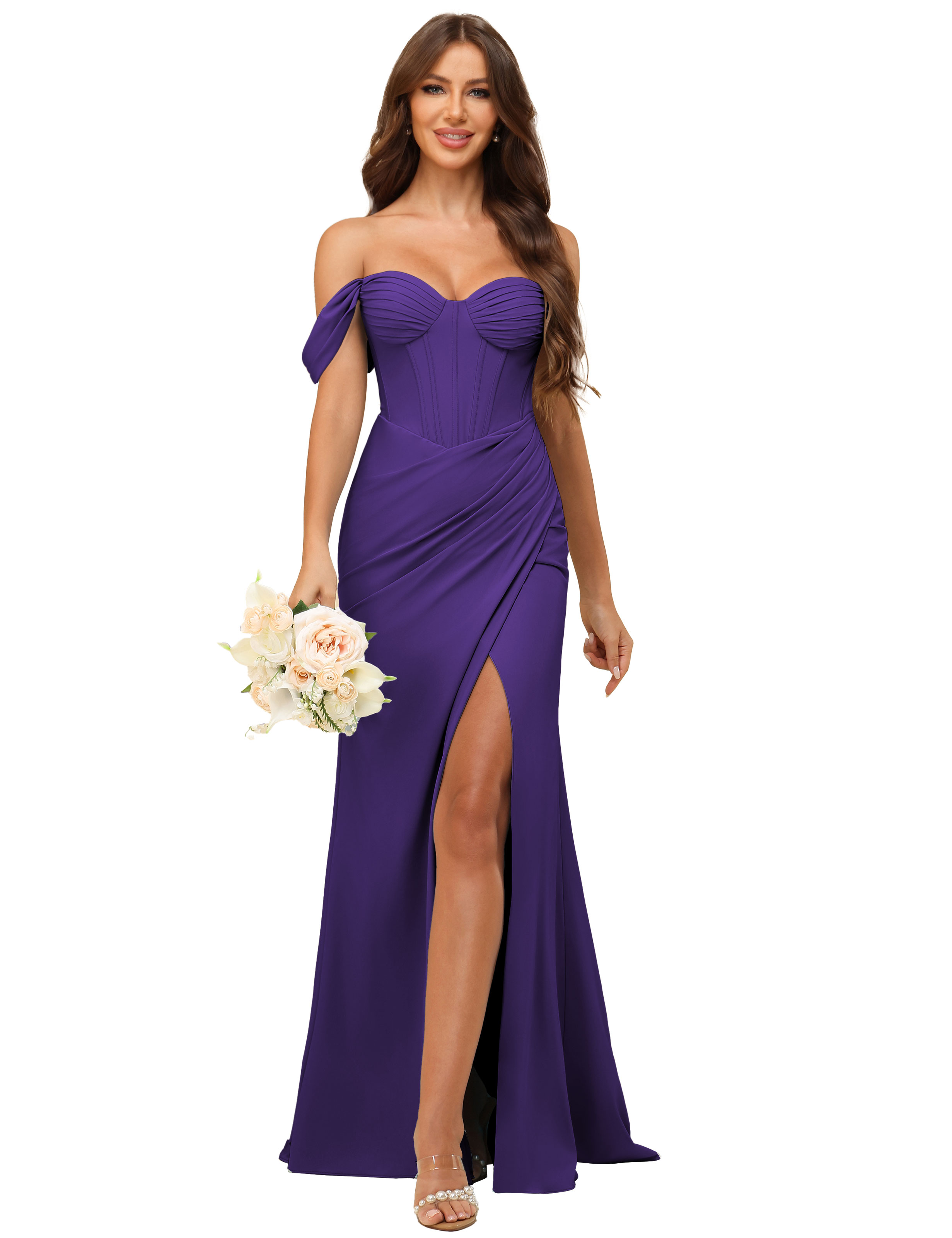 Mermaid Off-The-Shoulder Slit Bridesmaid Dress #BM2507139