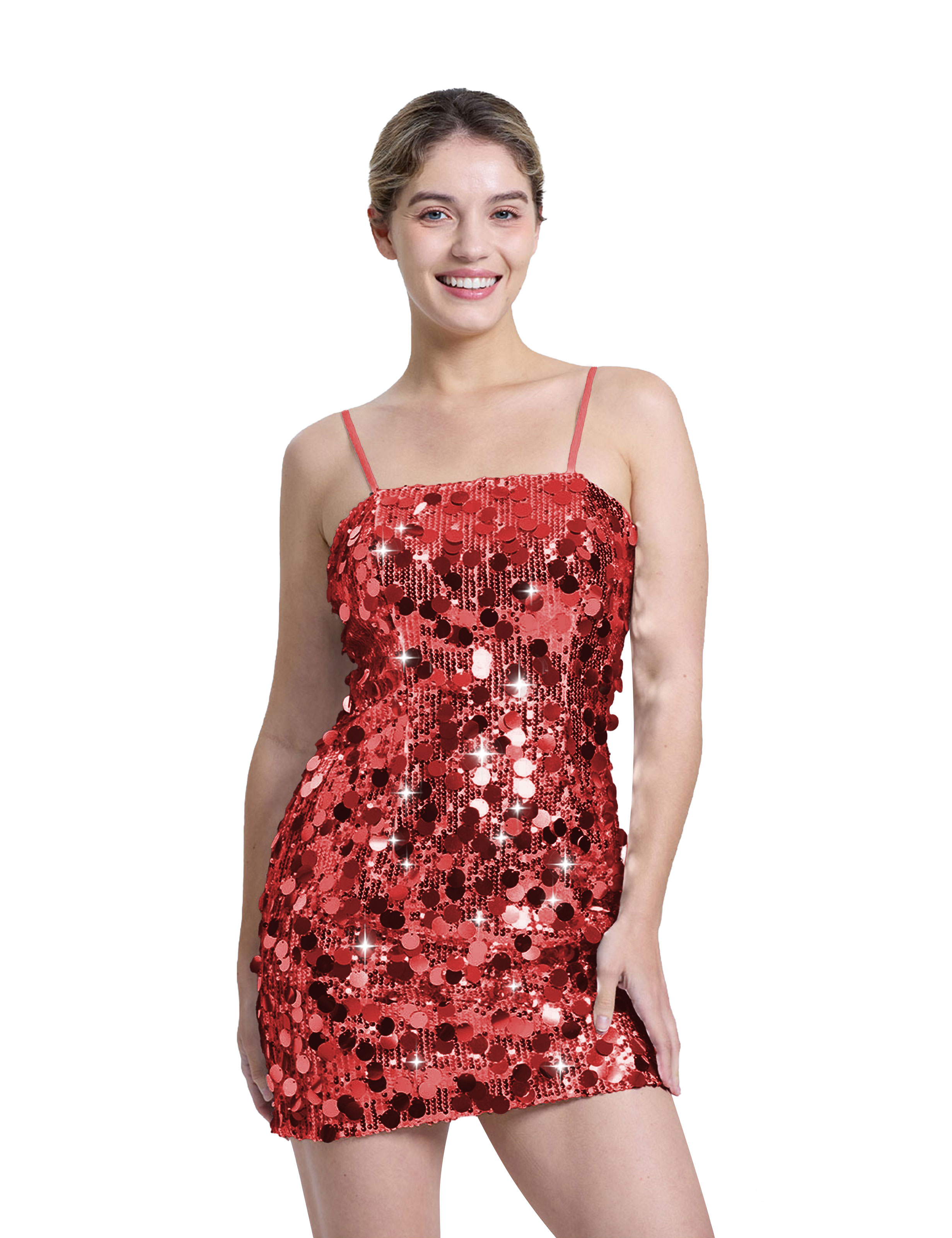 Sexy Spaghetti Strap Glitter Sequin Bodycon Club Party Homecoming Dress #HC2604022
