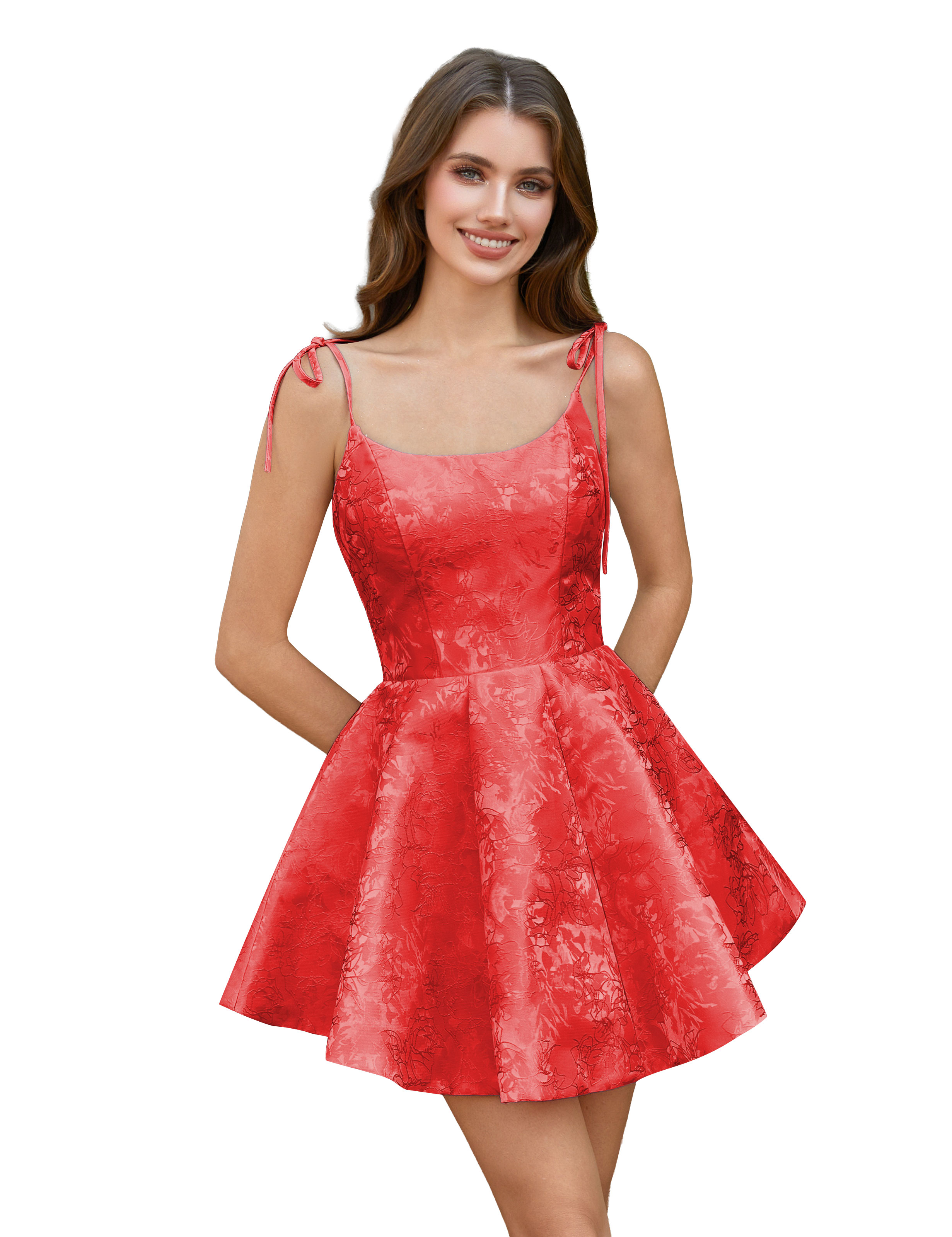  A-Line Spaghetti Straps Satin Homecoming Dress with Pockets #HC2402238