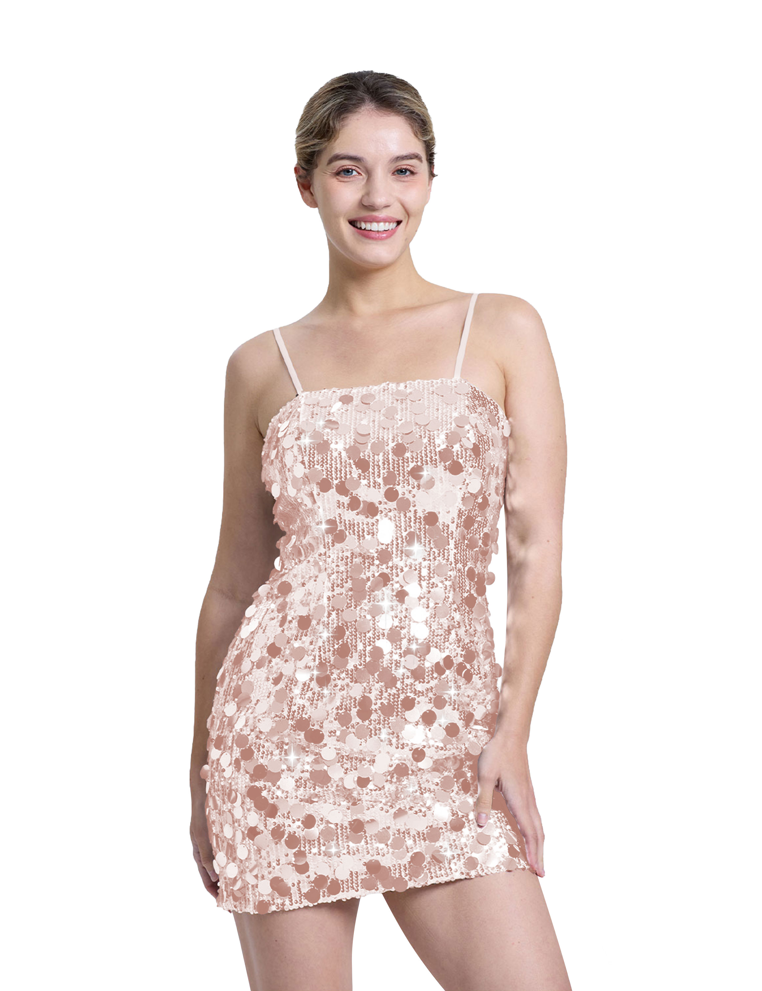 Sexy Spaghetti Strap Glitter Sequin Bodycon Club Party Homecoming Dress #HC2604022