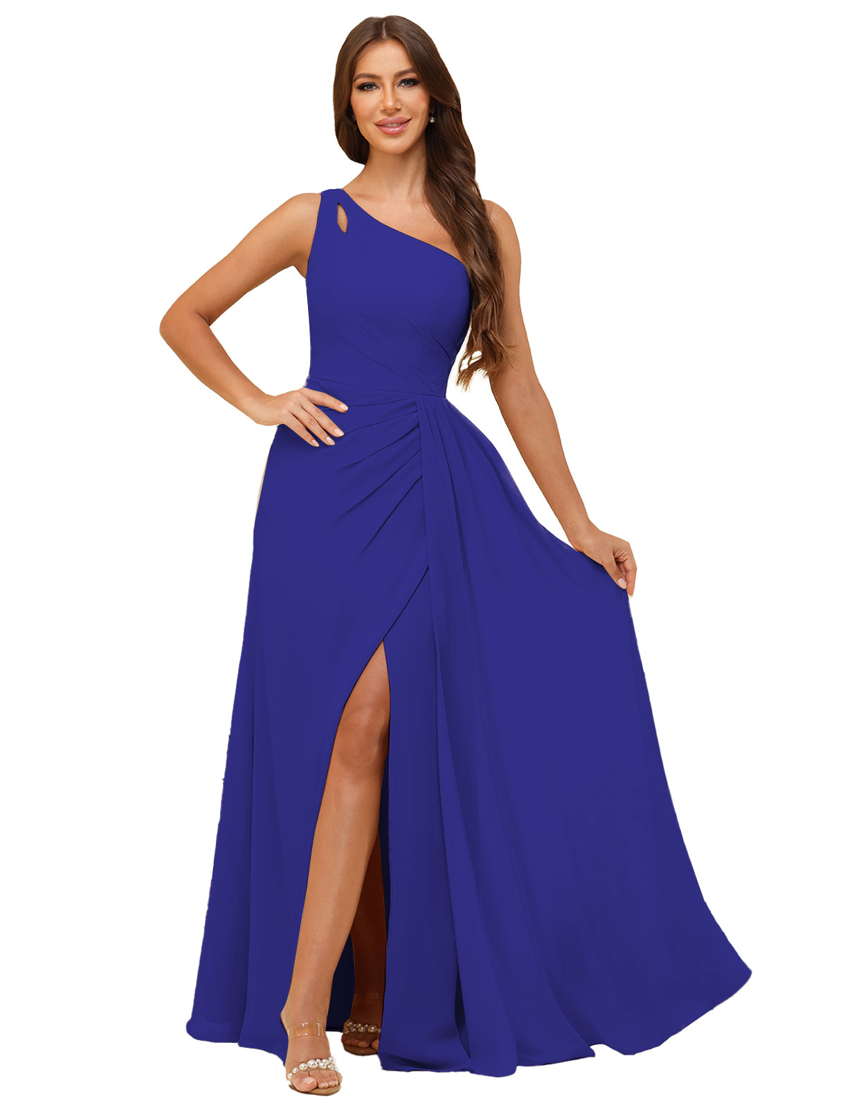 A-line One Shoulder  Silt Chiffon Bridesmaid Dress #BM2503006