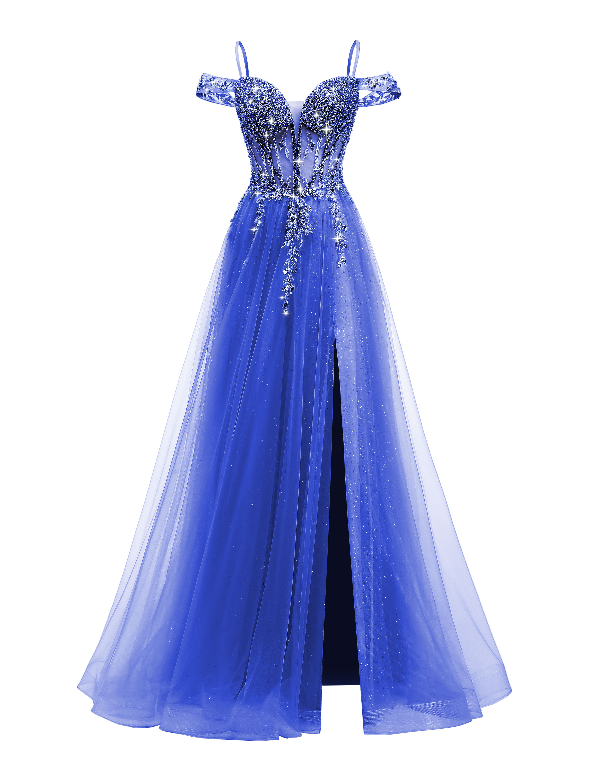 A-line Sweetheart Beaded Sparkly Tulle Lace Appliques Prom Dress #PR2510005