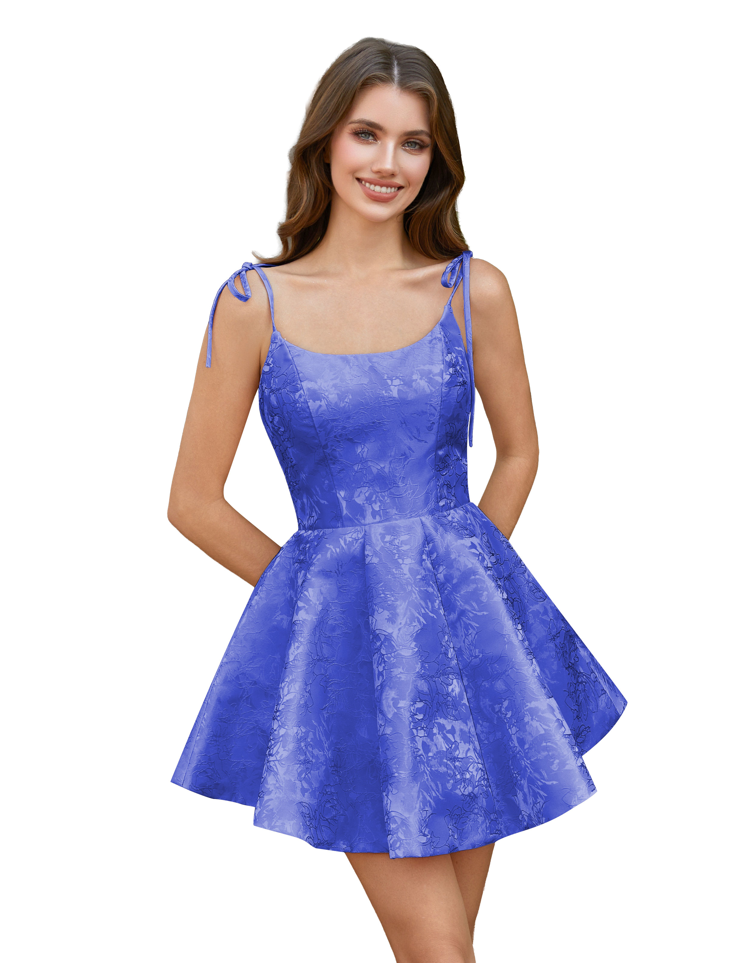  A-Line Spaghetti Straps Satin Homecoming Dress with Pockets #HC2402238