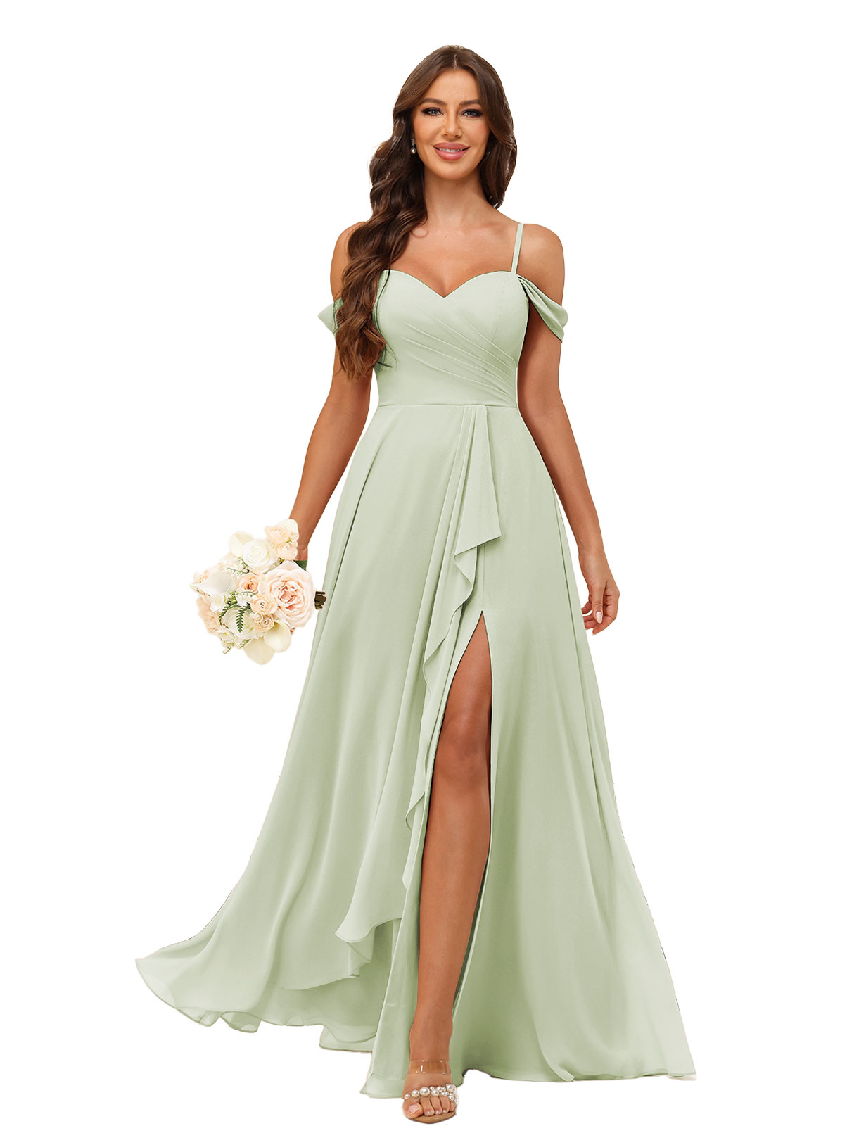 A-line Sweetheart Chiffon Silt Lace Up Bridesmaid Dress #BM2507137