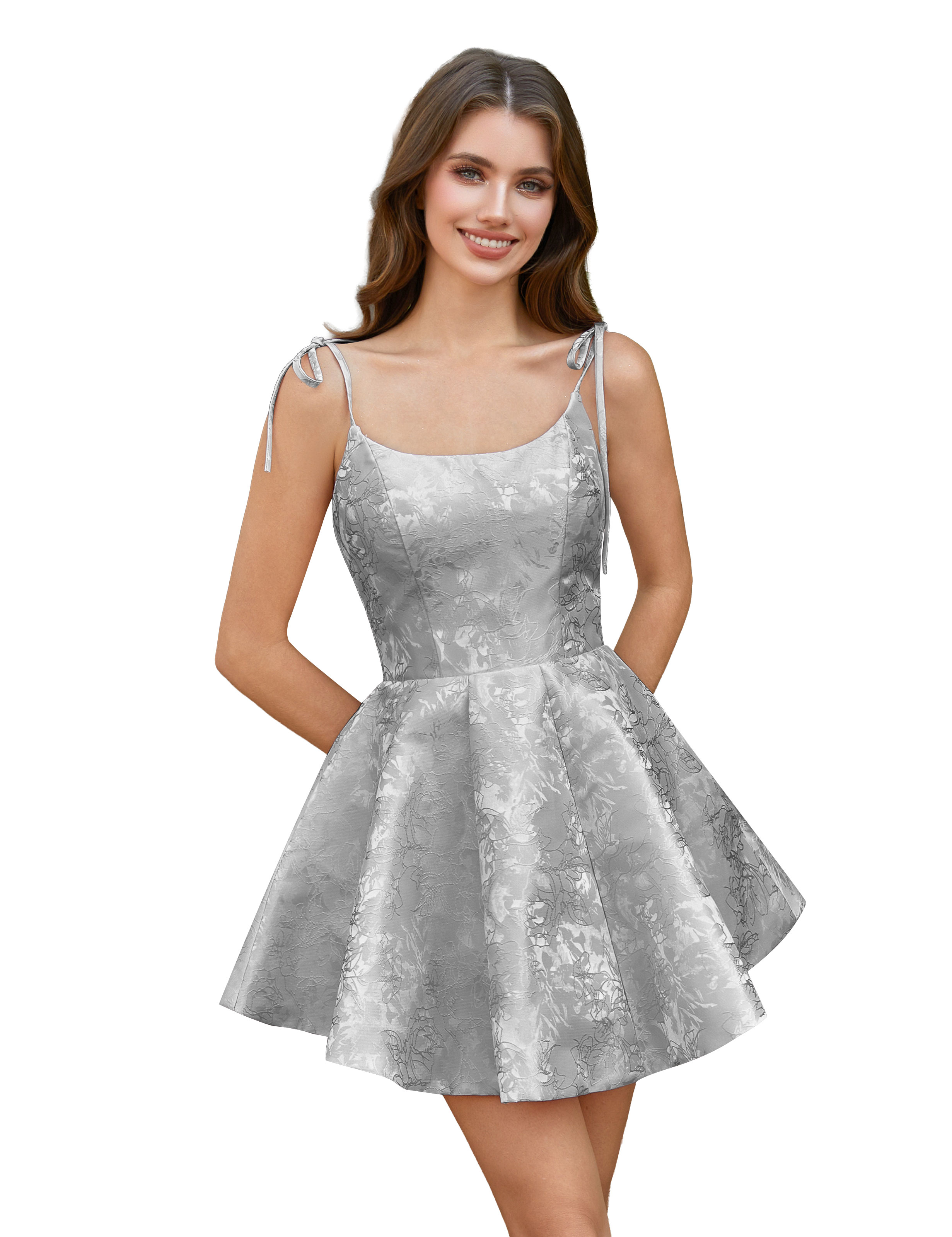  A-Line Spaghetti Straps Satin Homecoming Dress with Pockets #HC2402238