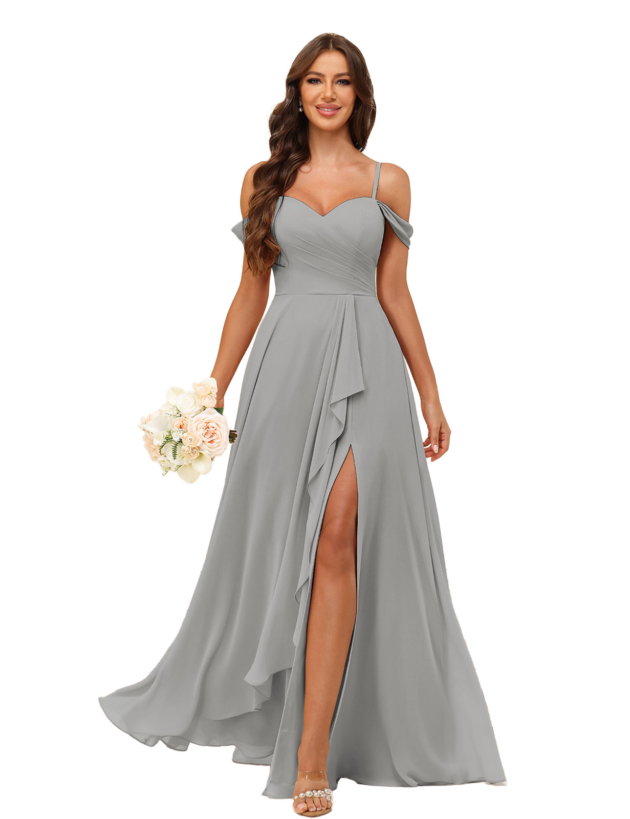 A-line Sweetheart Chiffon Silt Lace Up Bridesmaid Dress #BM2507137
