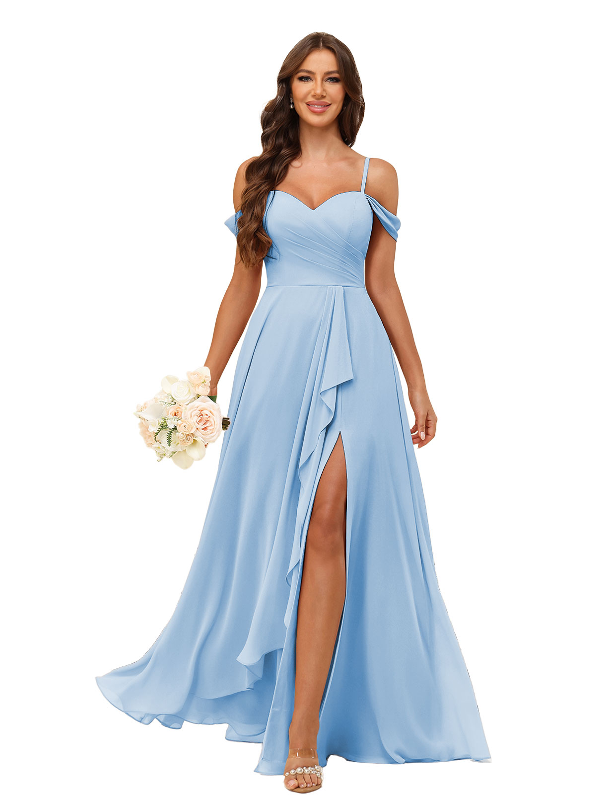 A-line Sweetheart Chiffon Silt Lace Up Bridesmaid Dress #BM2507137