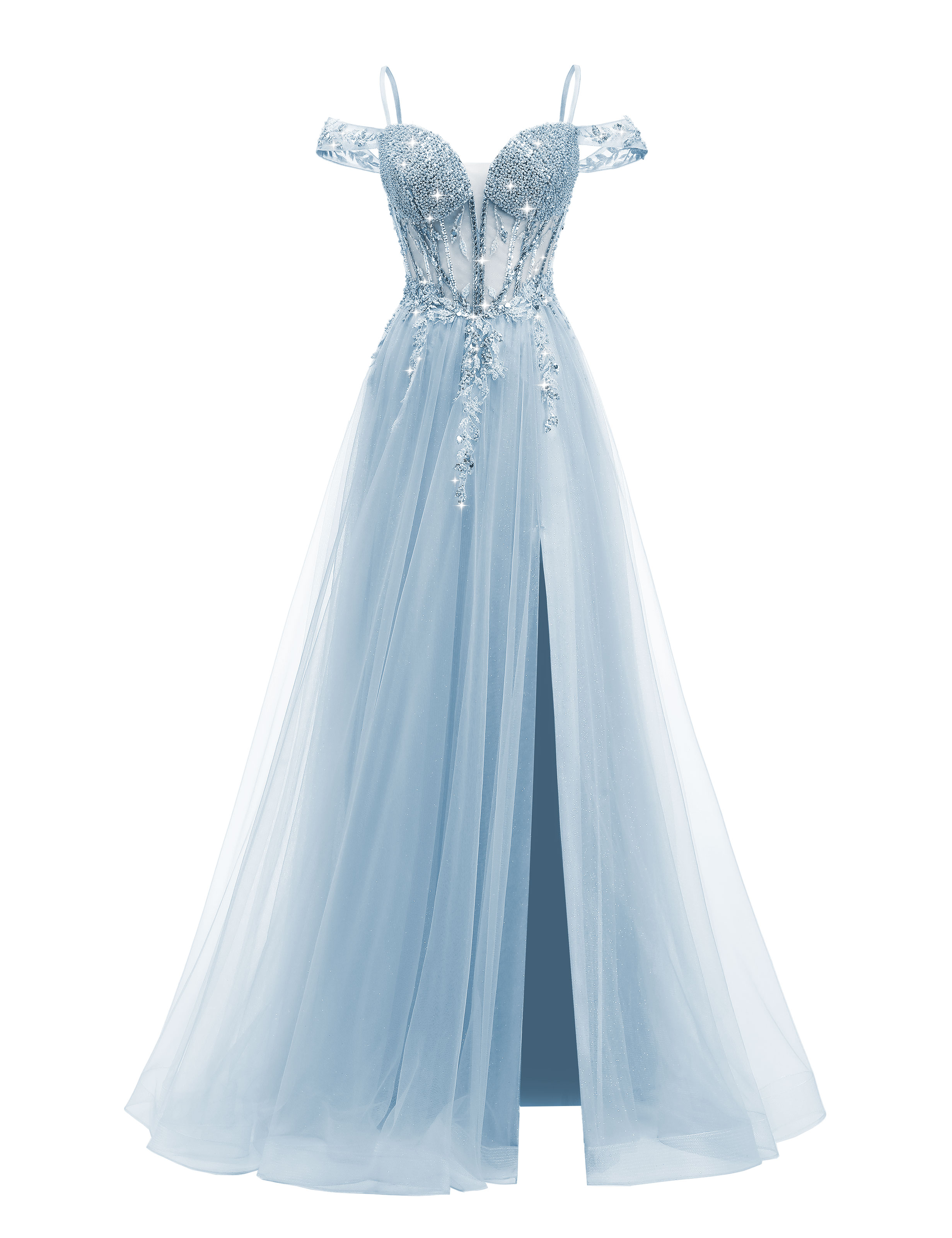 A-line Sweetheart Beaded Sparkly Tulle Lace Appliques Prom Dress #PR2510005