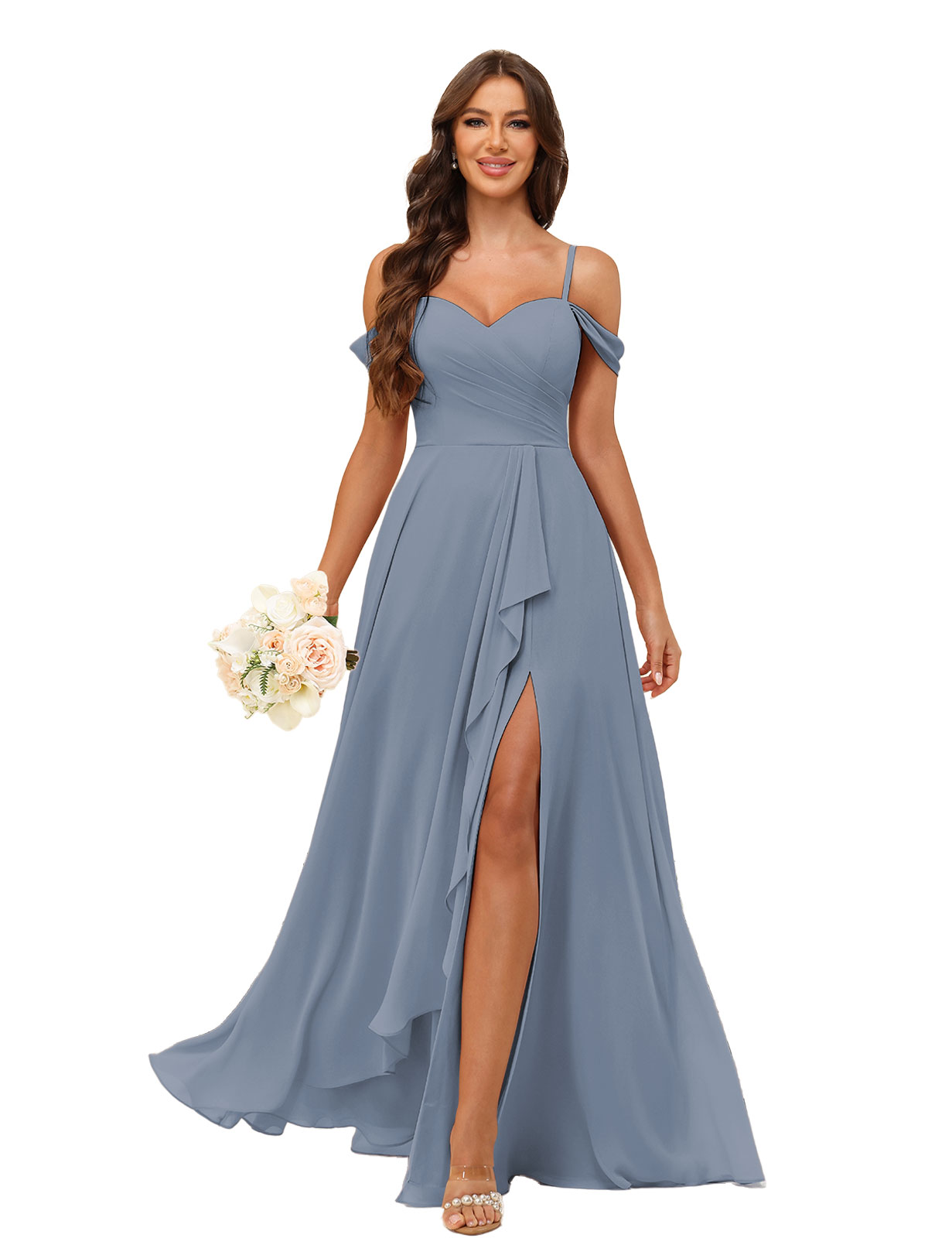 A-line Sweetheart Chiffon Silt Lace Up Bridesmaid Dress #BM2507137