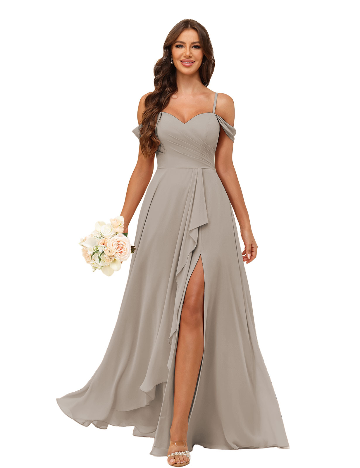 A-line Sweetheart Chiffon Silt Lace Up Bridesmaid Dress #BM2507137