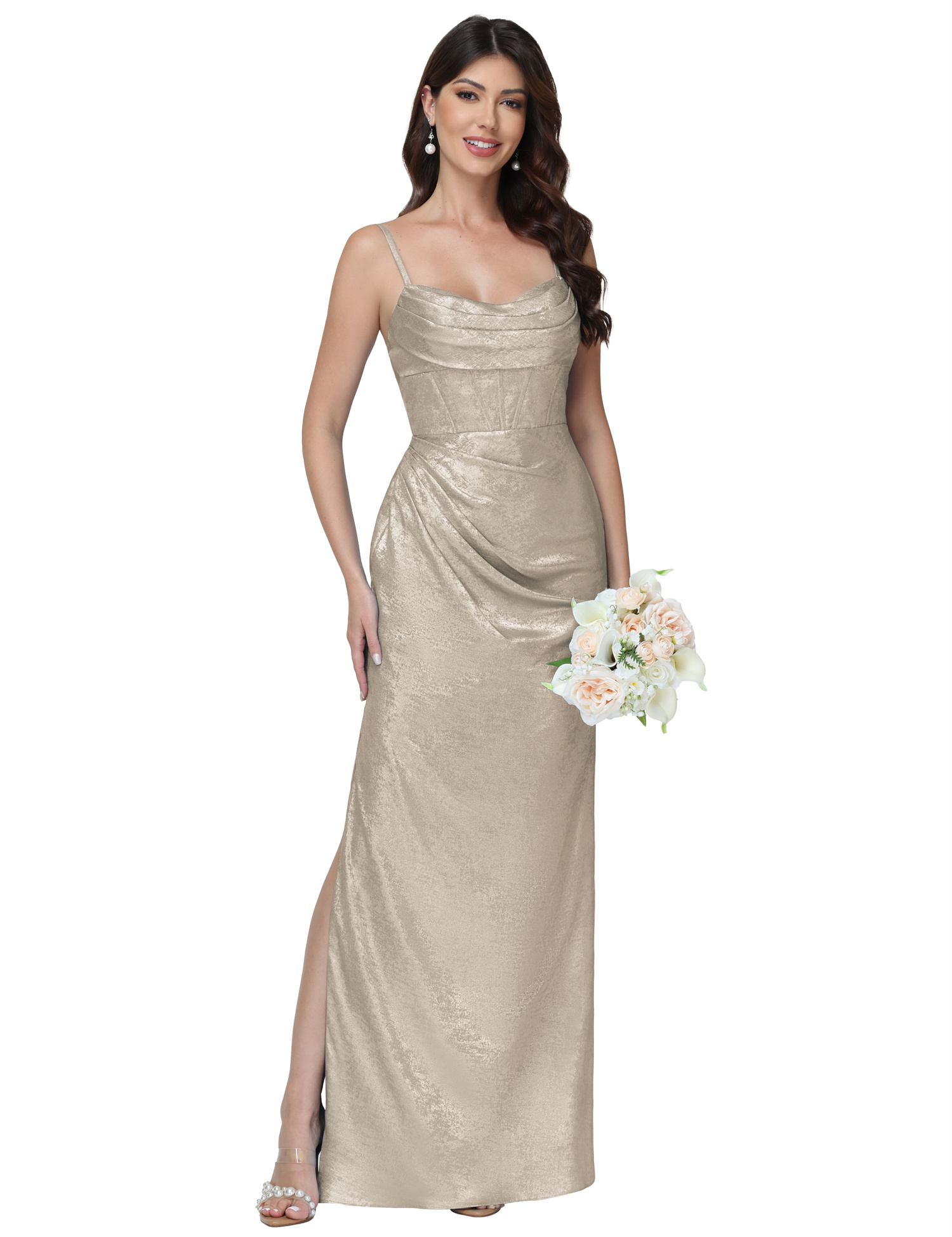 Mermaid Strapless Spaghetti Straps Silt Bridesmaid Dress #BM2512053