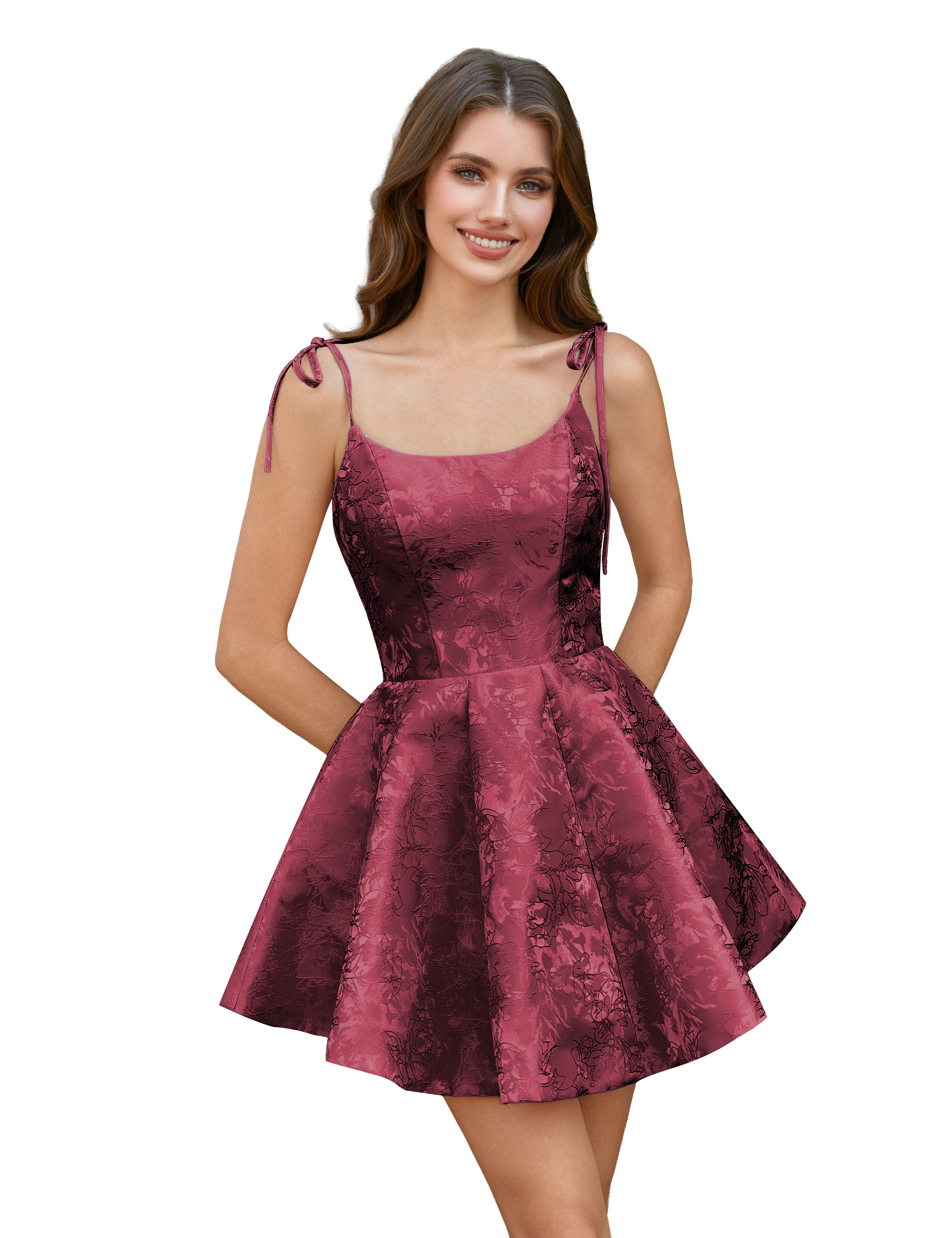  A-Line Spaghetti Straps Satin Homecoming Dress with Pockets #HC2402238