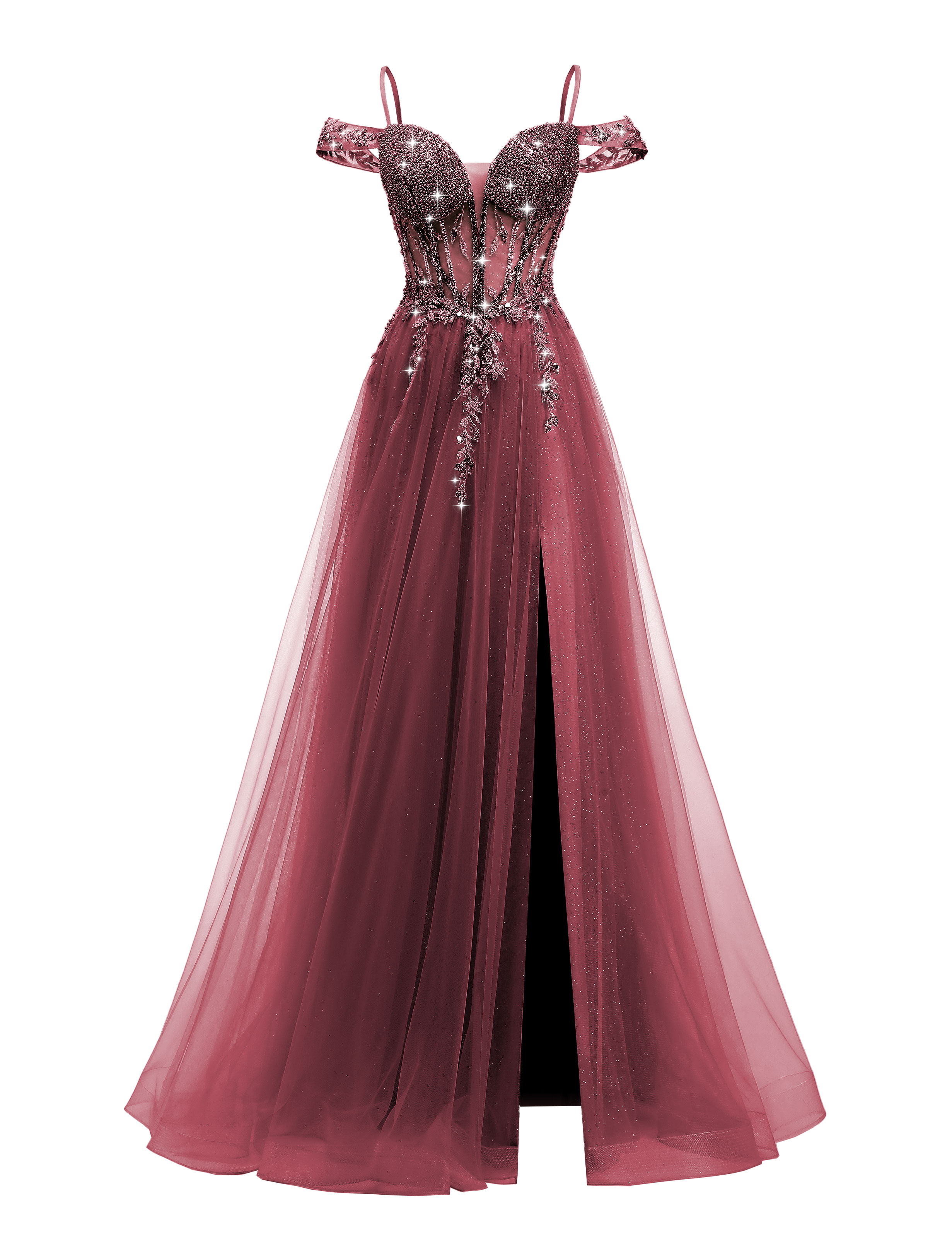 A-line Sweetheart Beaded Sparkly Tulle Lace Appliques Prom Dress #PR2510005