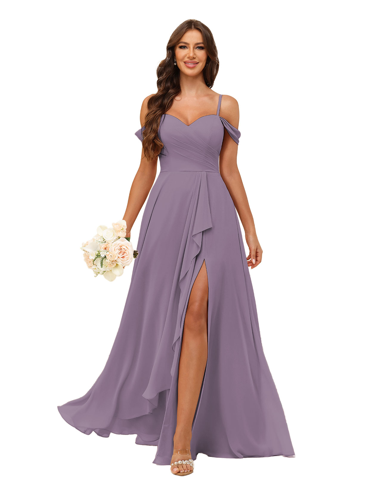 A-line Sweetheart Chiffon Silt Lace Up Bridesmaid Dress #BM2507137
