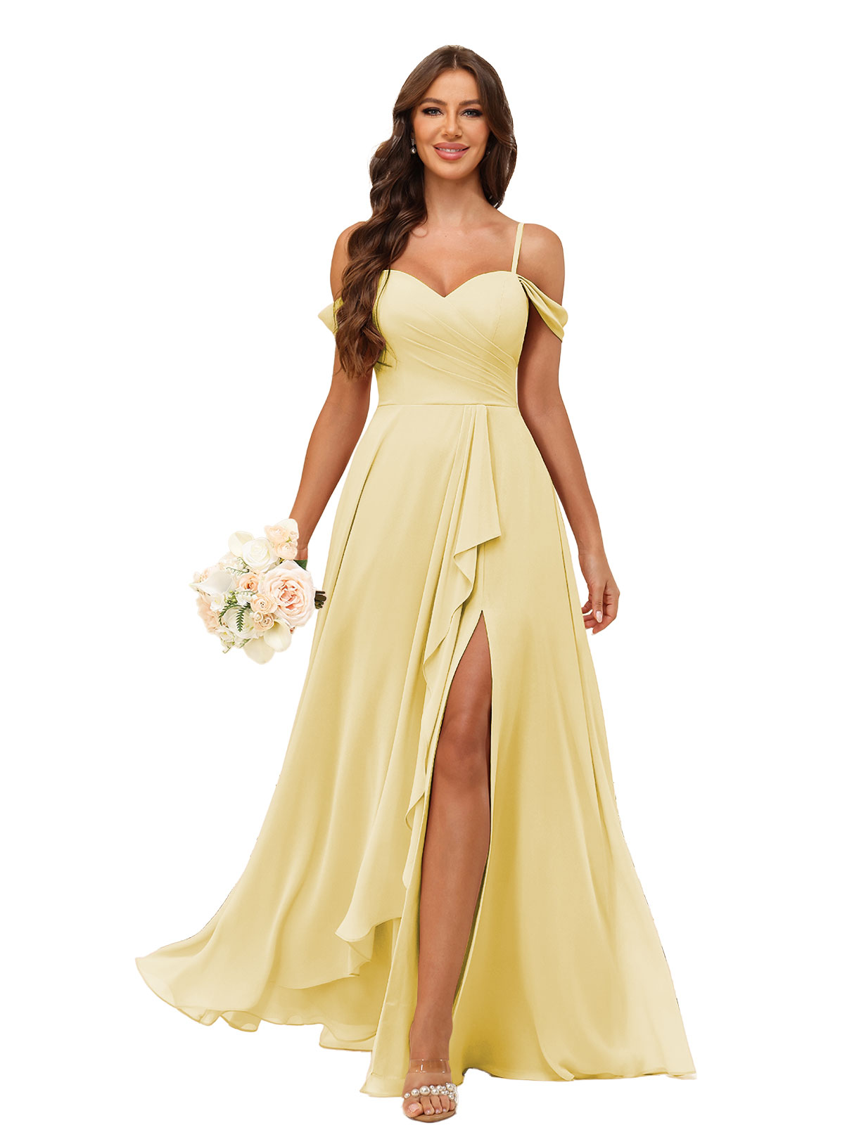 A-line Sweetheart Chiffon Silt Lace Up Bridesmaid Dress #BM2507137
