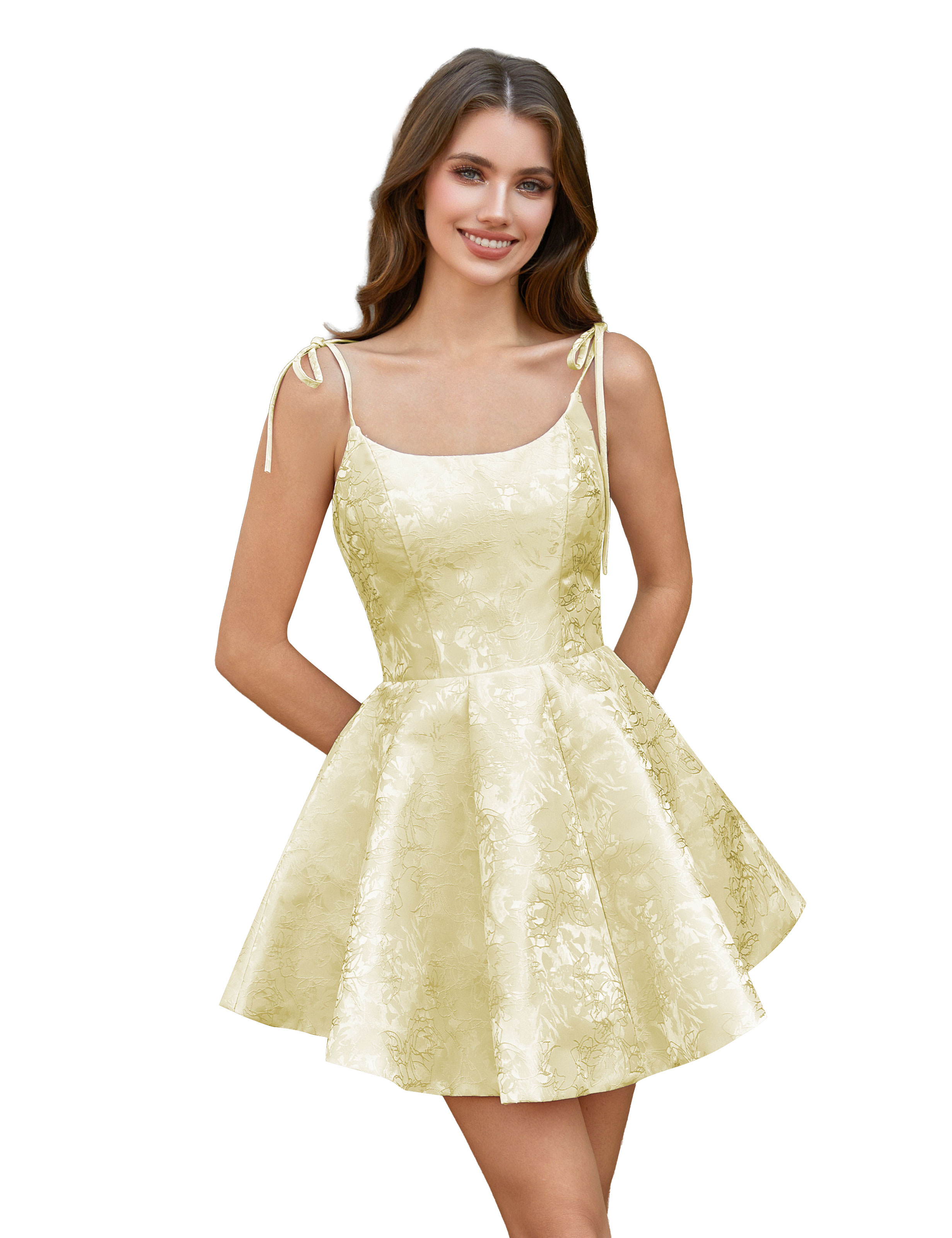  A-Line Spaghetti Straps Satin Homecoming Dress with Pockets #HC2402238
