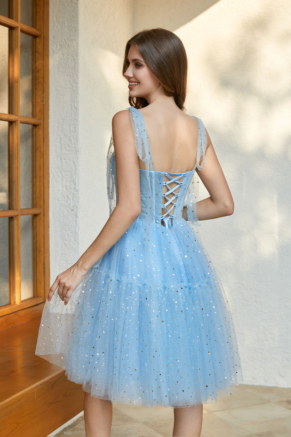 Sparkly Tulle Spaghetti Straps Cocktail Party Gown Sequin Homecoming Dress #HC2401765