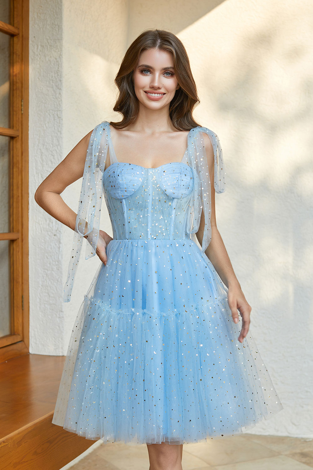 Sparkly Tulle Spaghetti Straps Cocktail Party Gown Sequin Homecoming Dress #HC2401765