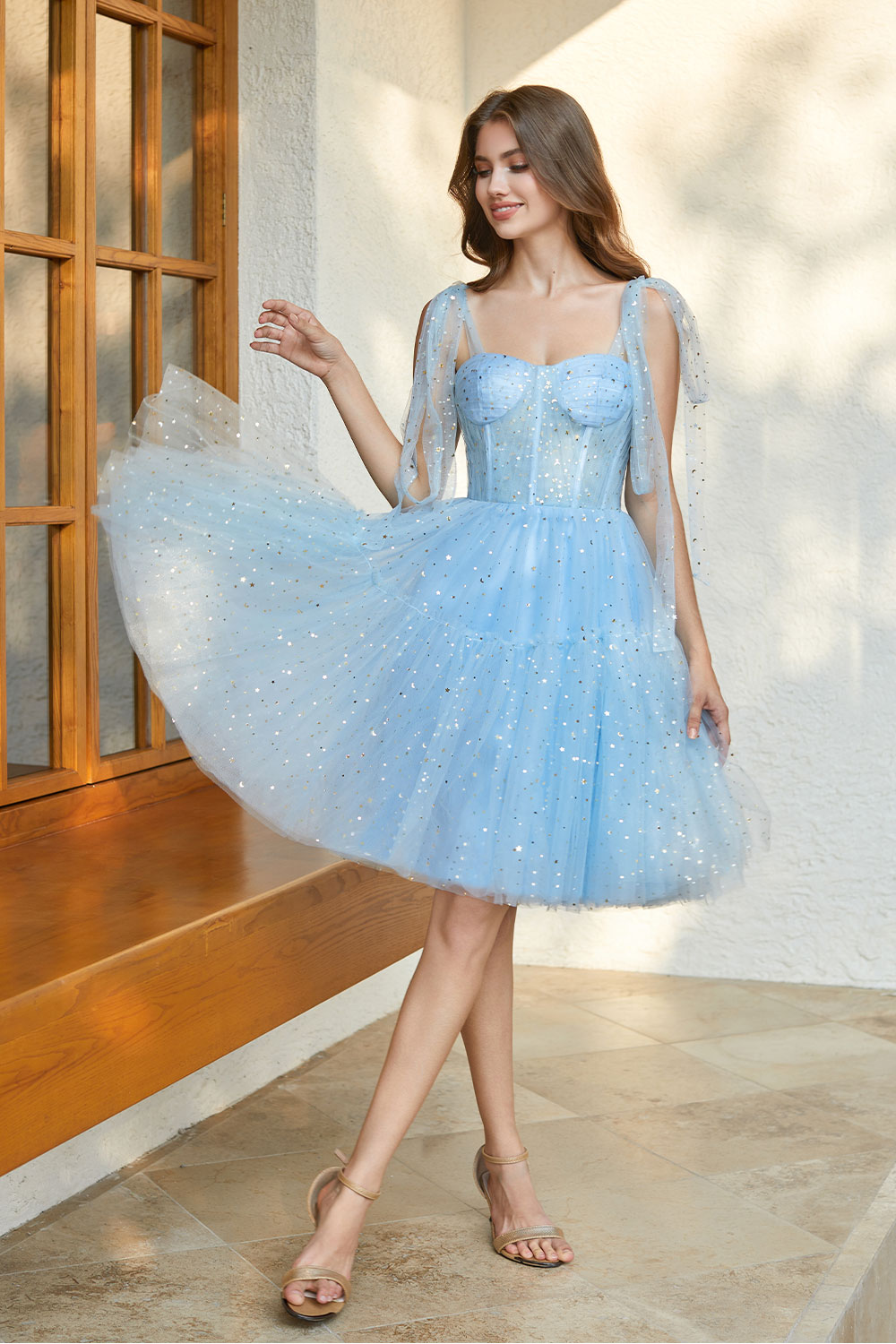 Sparkly Tulle Spaghetti Straps Cocktail Party Gown Sequin Homecoming Dress #HC2401765