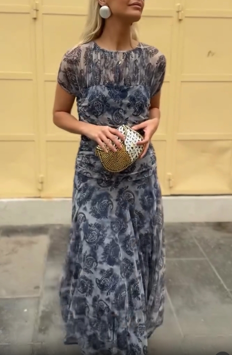 Paisley Printed Mesh Dress