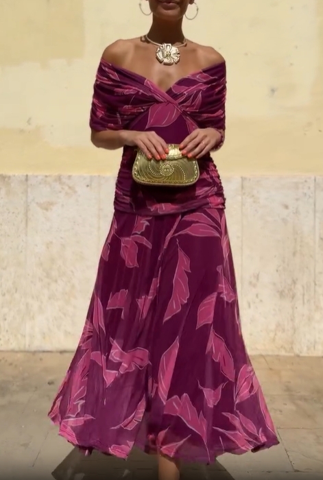 Midnight Bloom Fuchsia Dress