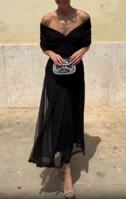 Ethereal Whisper Black Dress