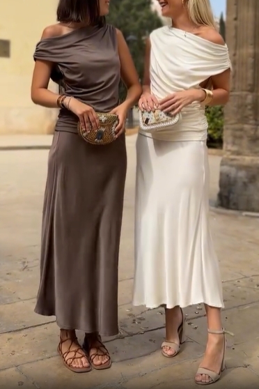 Draped One-Shoulder Dress
