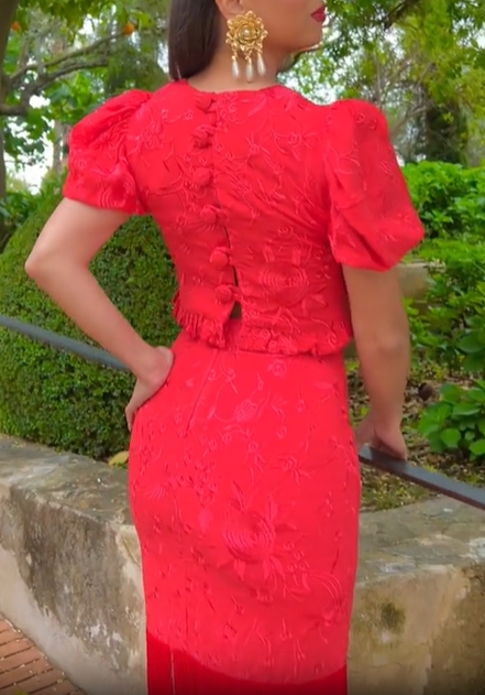 Embroidered Fringe Skirt Set