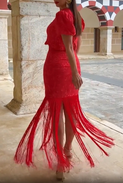 Embroidered Fringe Skirt Set