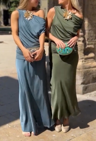 Draped One-Shoulder Dress