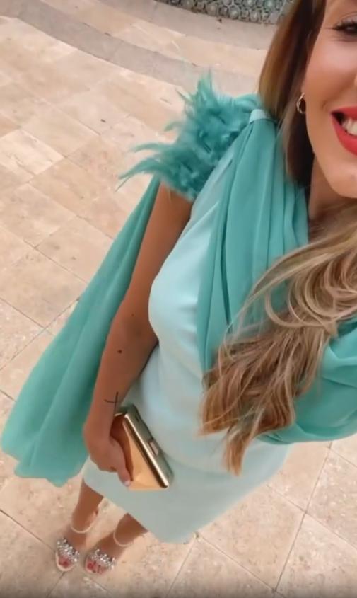 Asymmetric Cape - Sleeve Midi Dress