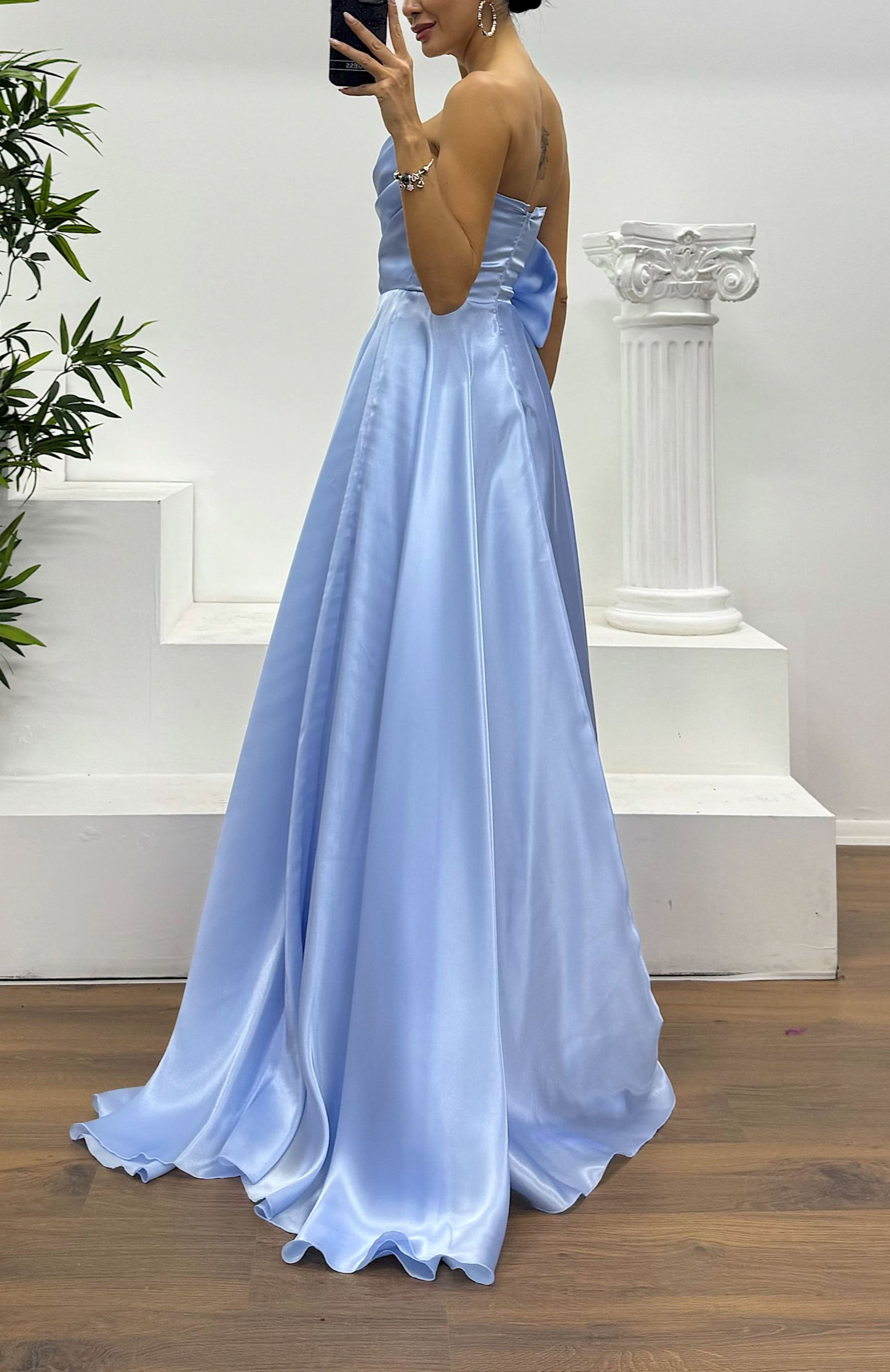 Strapless Bow Detail Evening Dress
