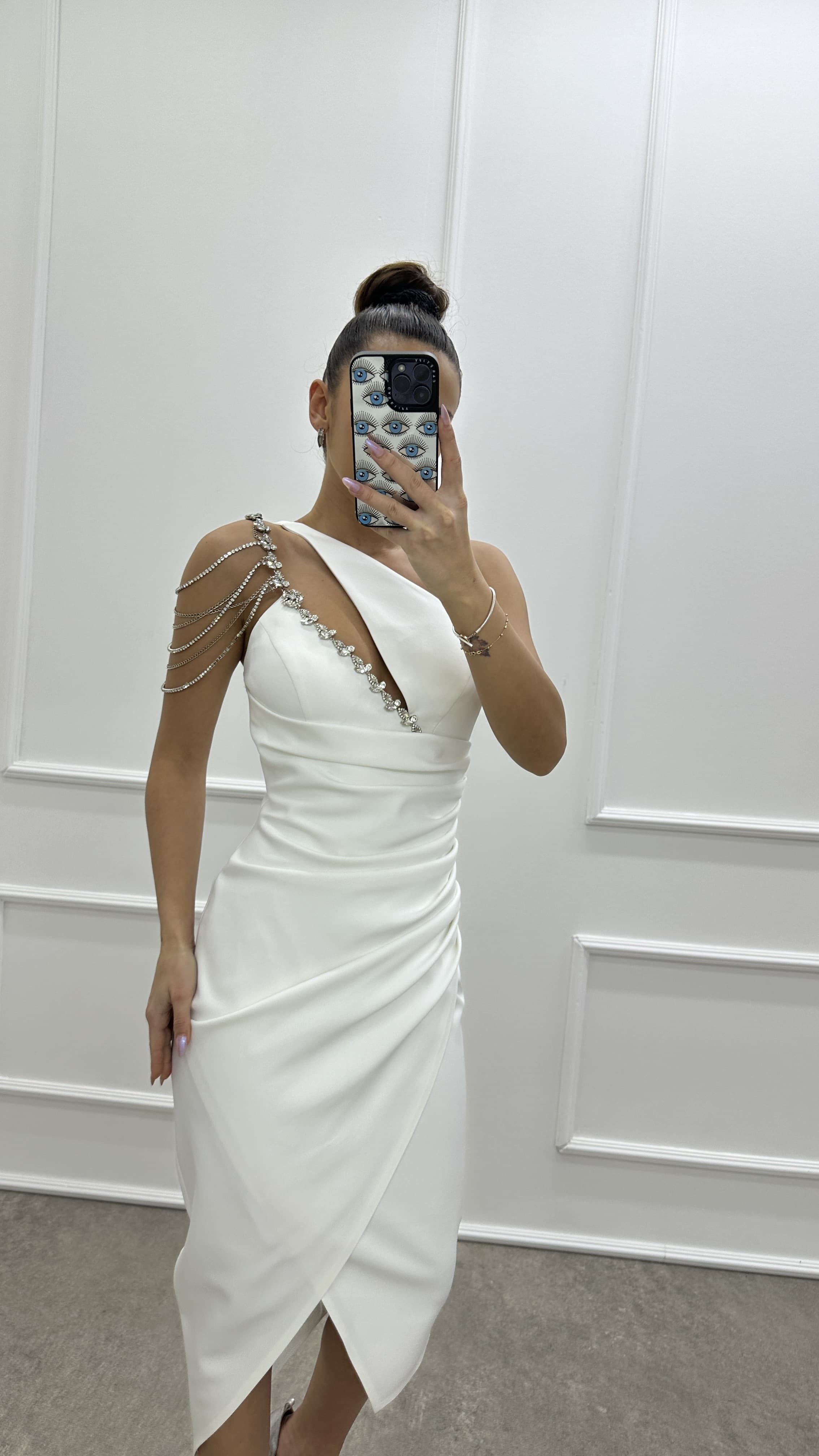 One Shoulder Chain Detail Design Dress