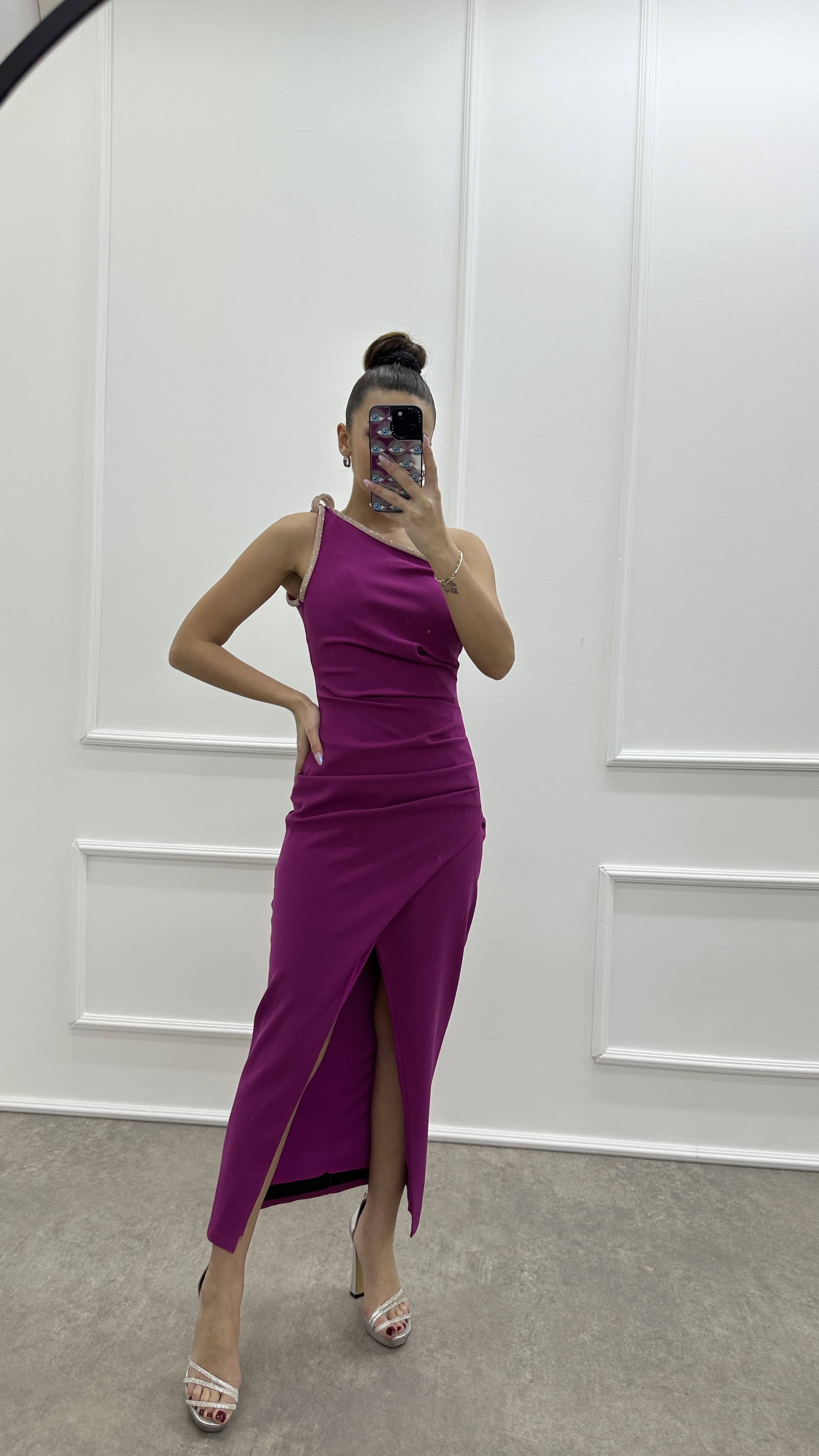 One Shoulder Embroidery Detail Detail Design Dress