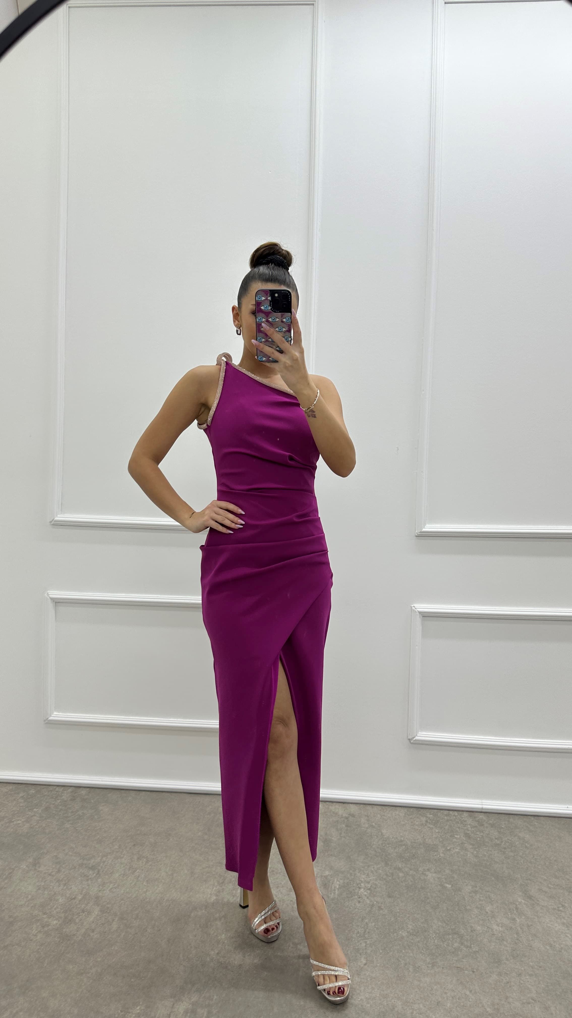 One Shoulder Embroidery Detail Detail Design Dress