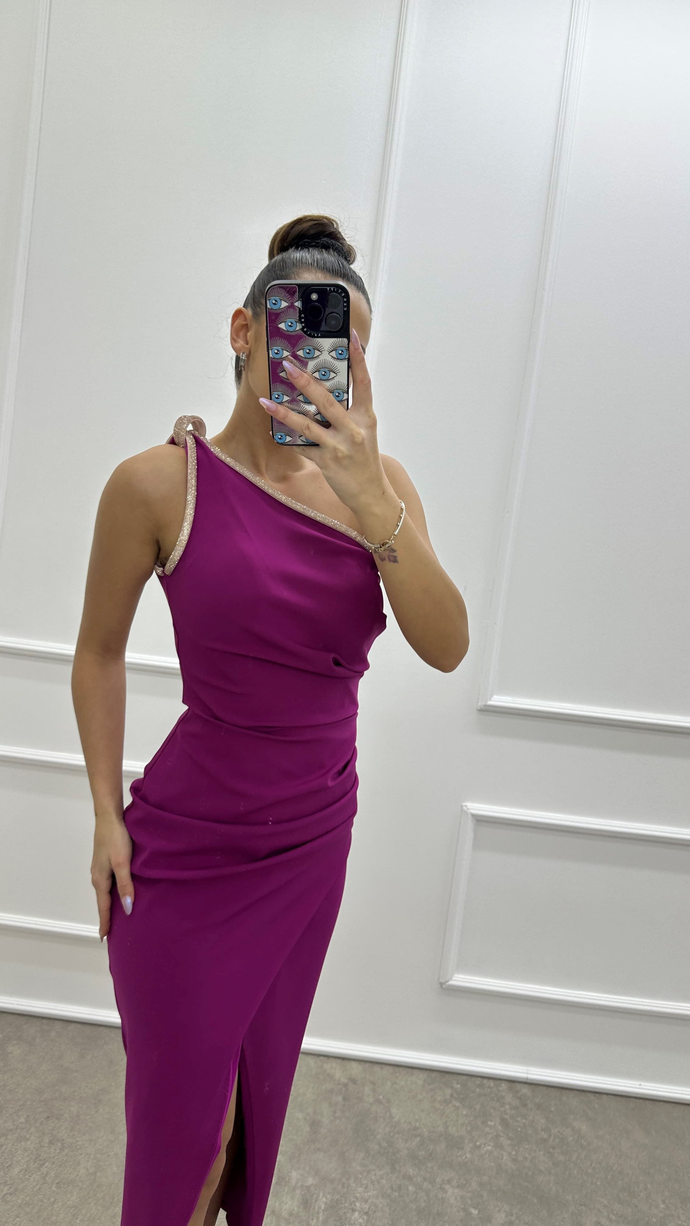 One Shoulder Embroidery Detail Detail Design Dress