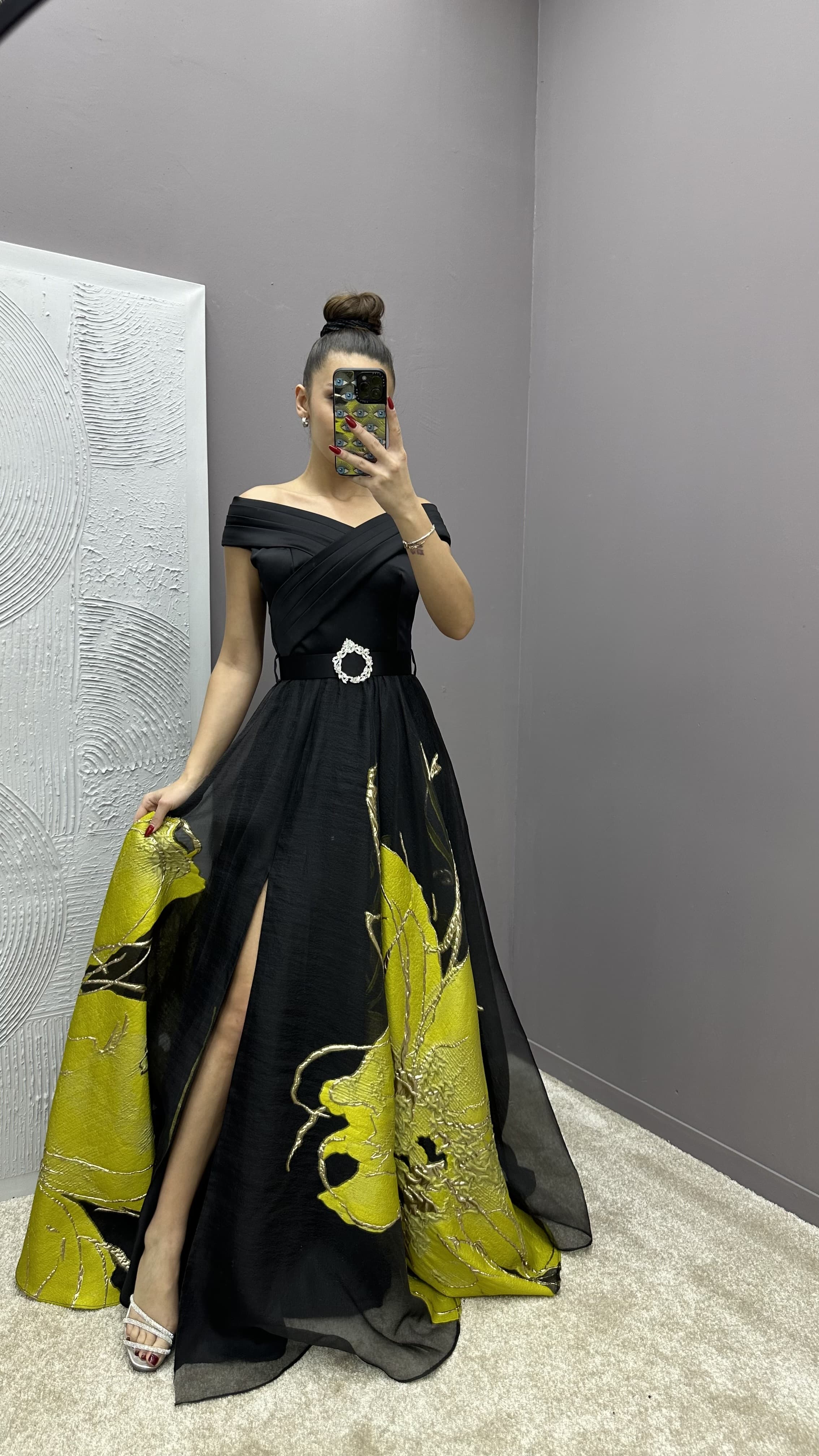 CHEST CROSS PATTERNED DESIGN DRESS