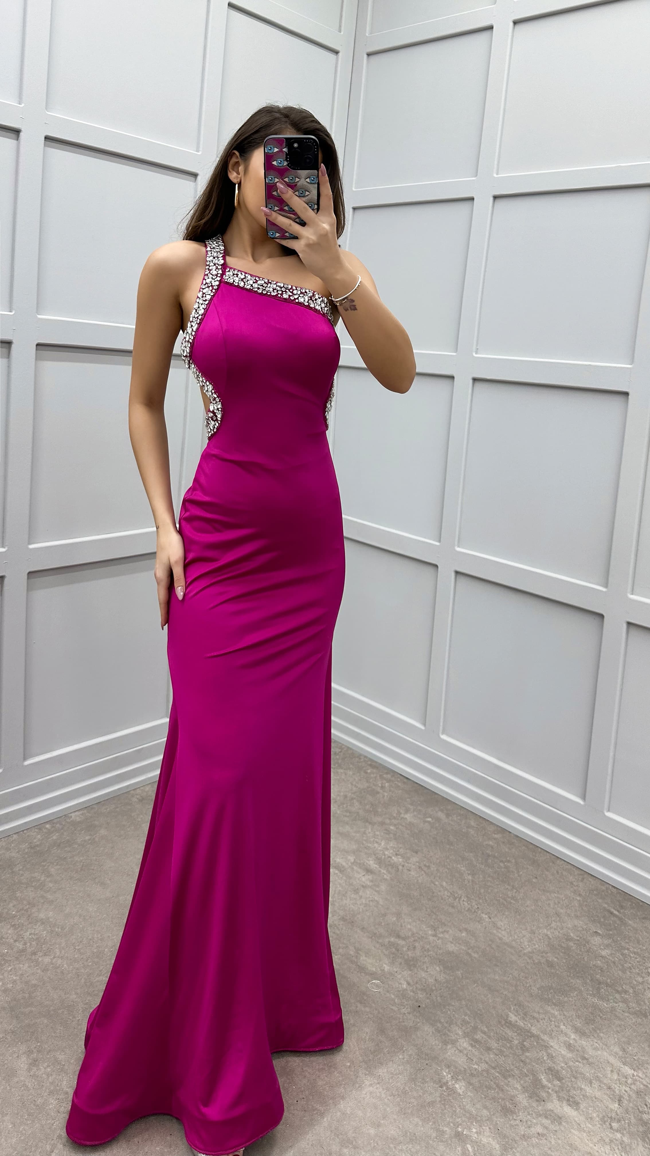 ONE SHOULDER DESIGN EVENING DRESS