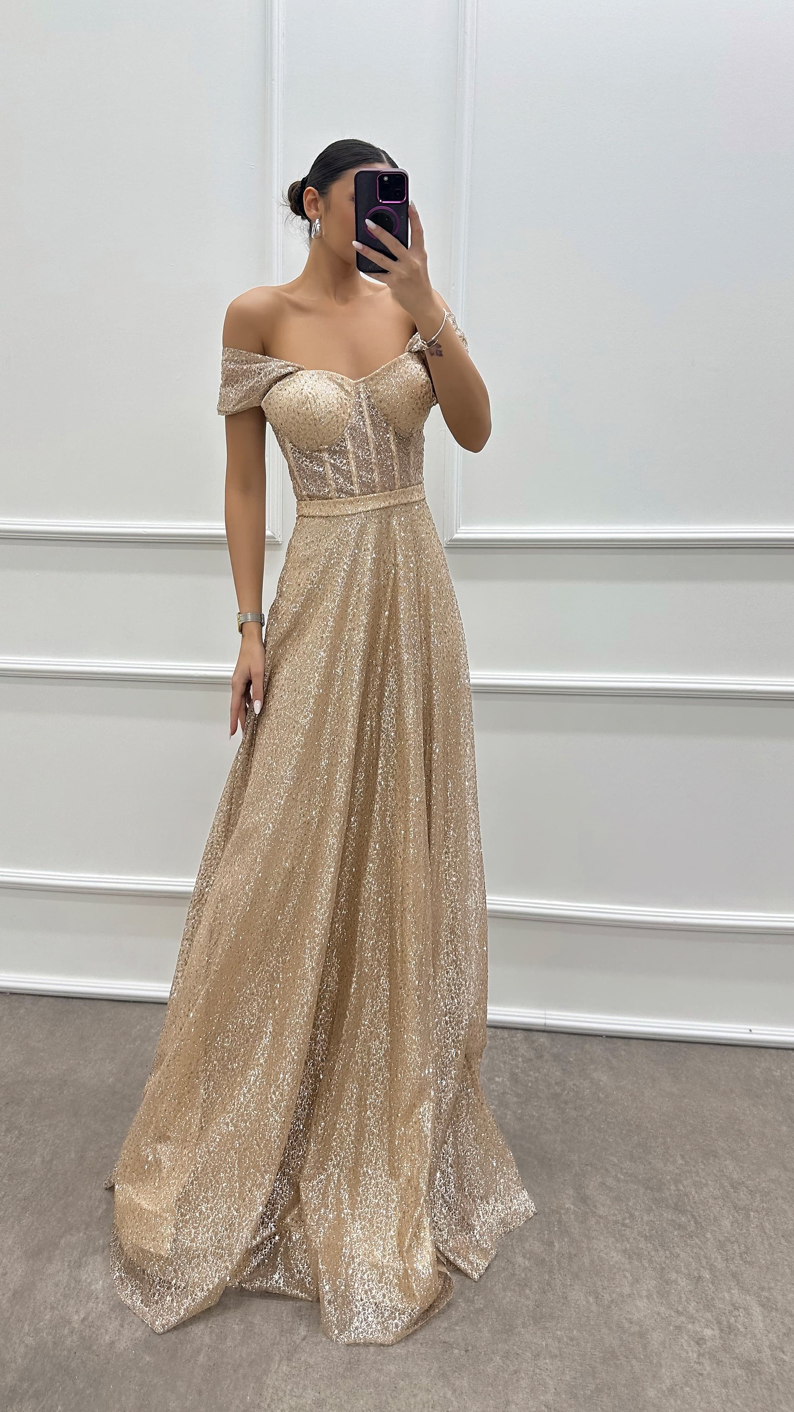 SHOULDER DETAIL EMBROIDERED DESIGN DRESS
