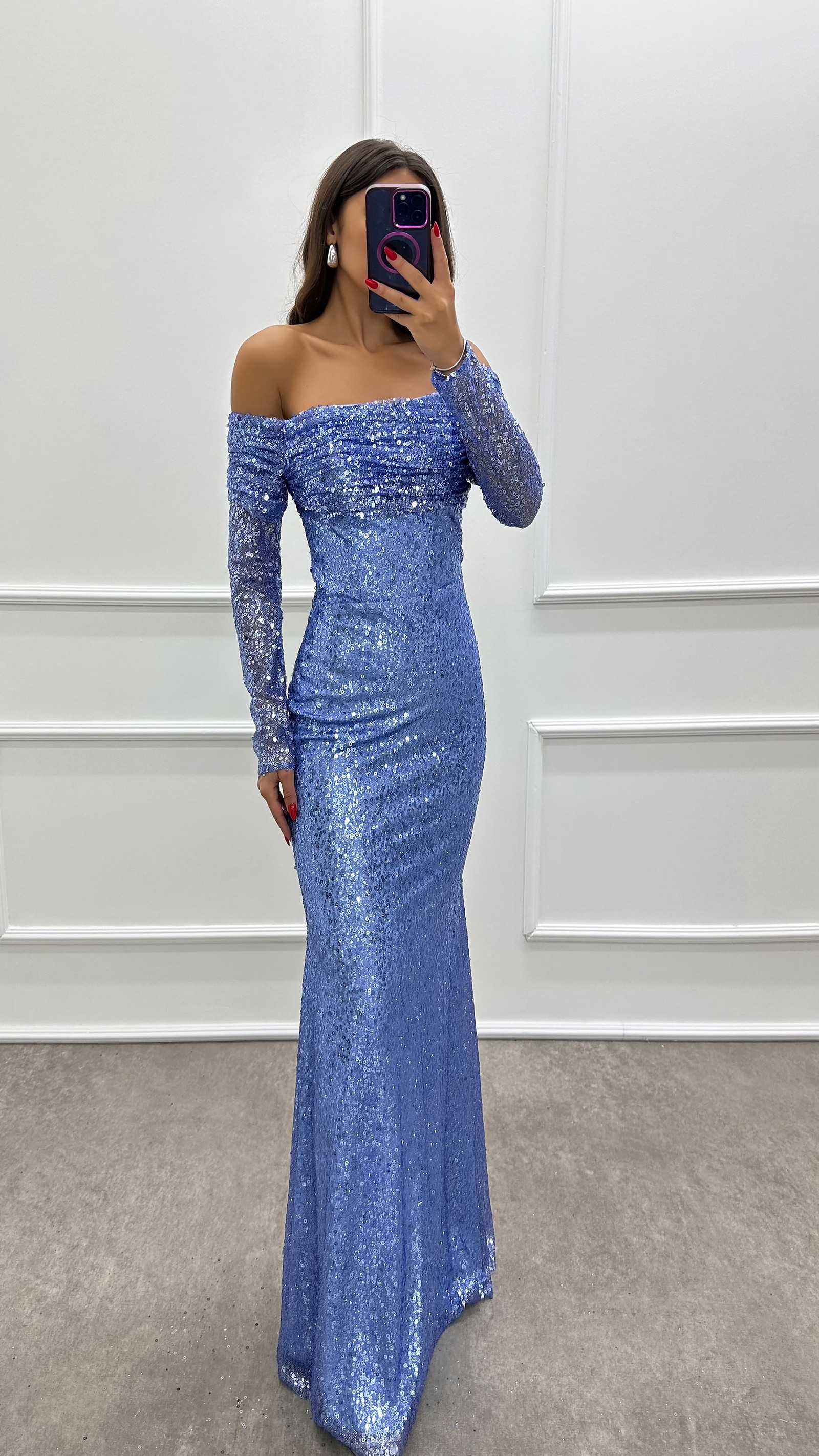 BEIGE STRAPLESS DESIGN SEQUIN SEQUIN EVENING DRESS