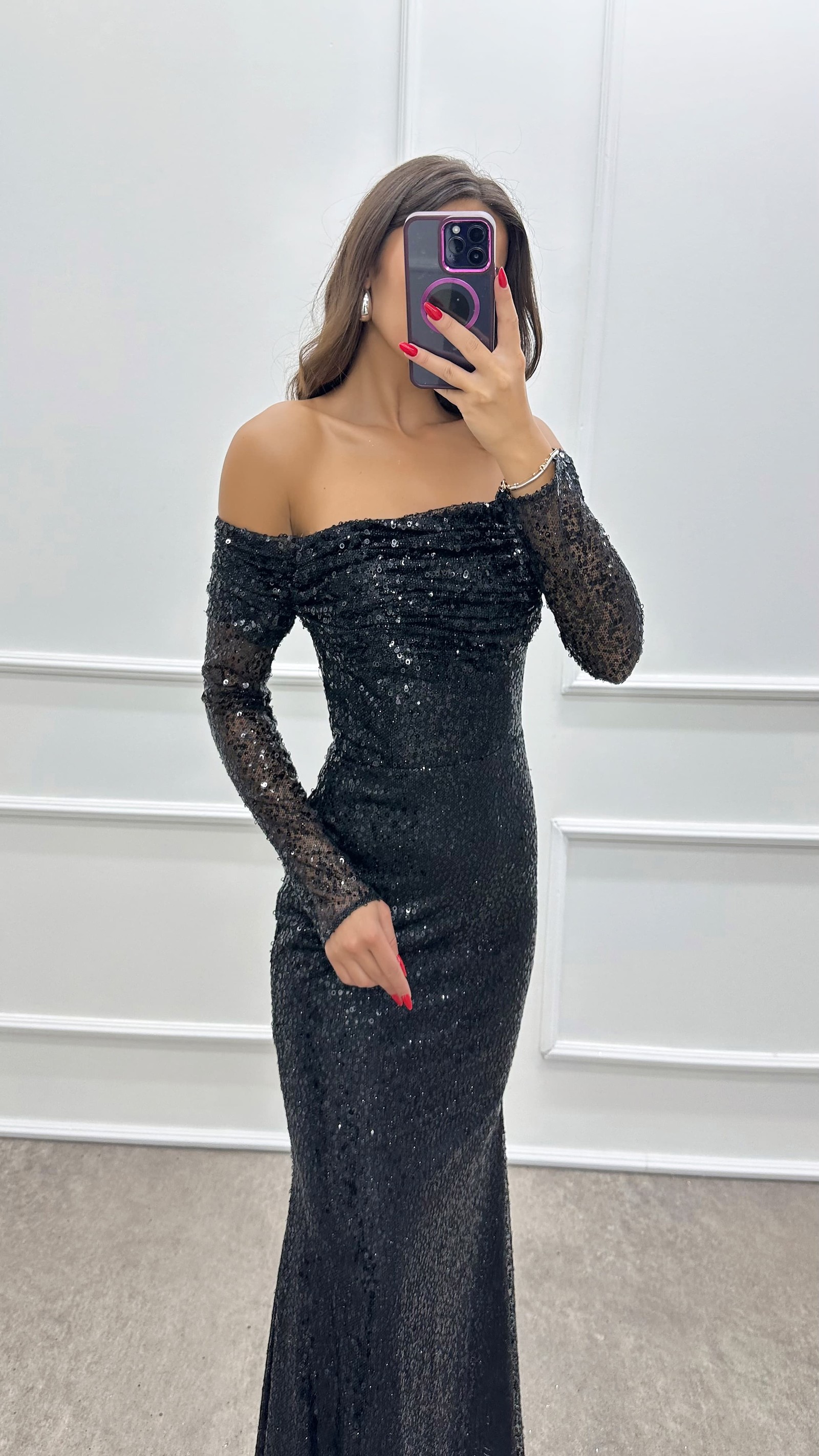 BEIGE STRAPLESS DESIGN SEQUIN SEQUIN EVENING DRESS